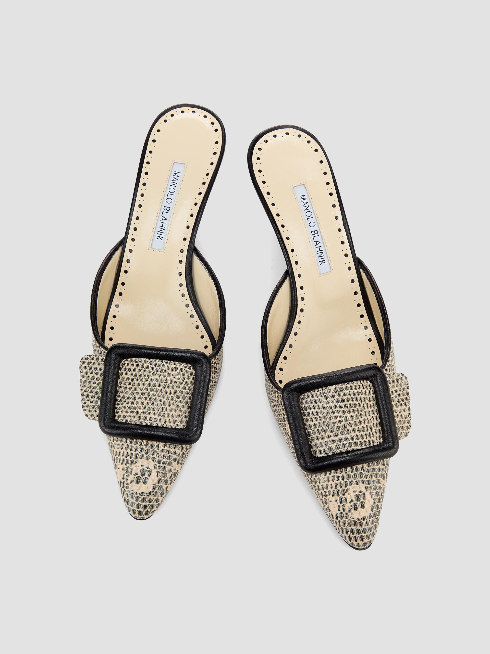 Manolo Blahnik Maysalebi Snake-Embossed Leather Mules | Saks Fifth