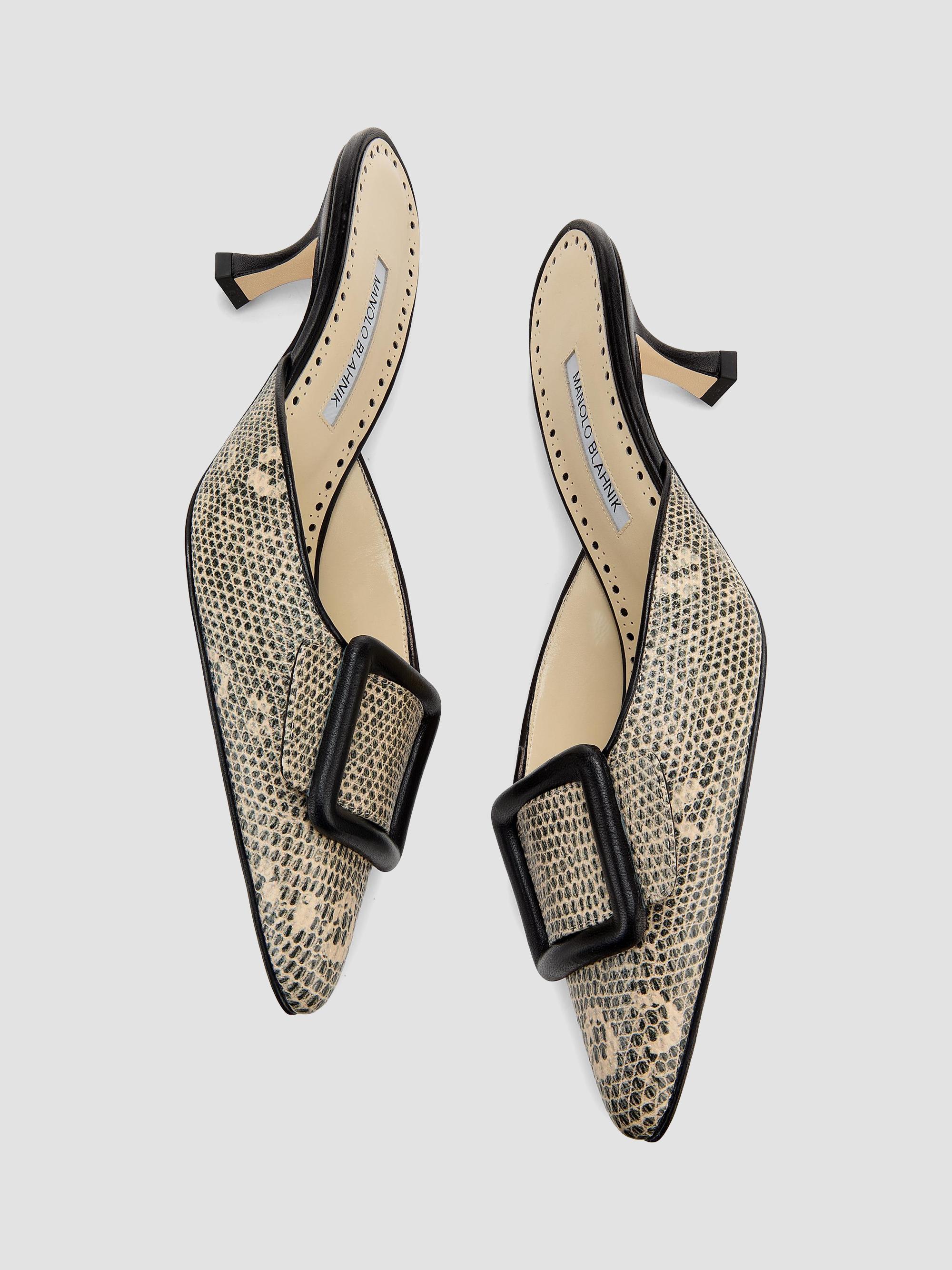 Manolo Blahnik Maysalebi Snake-Embossed Leather Mules | Saks Fifth