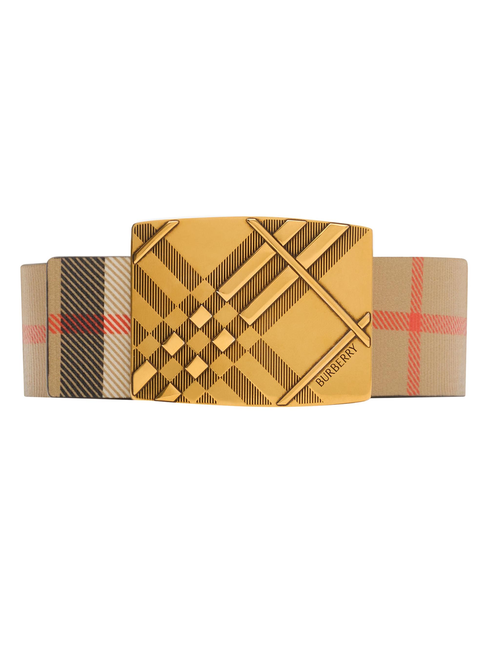 Burberry Check-Engraved Bucklet Reversible Leather Belt | Saks