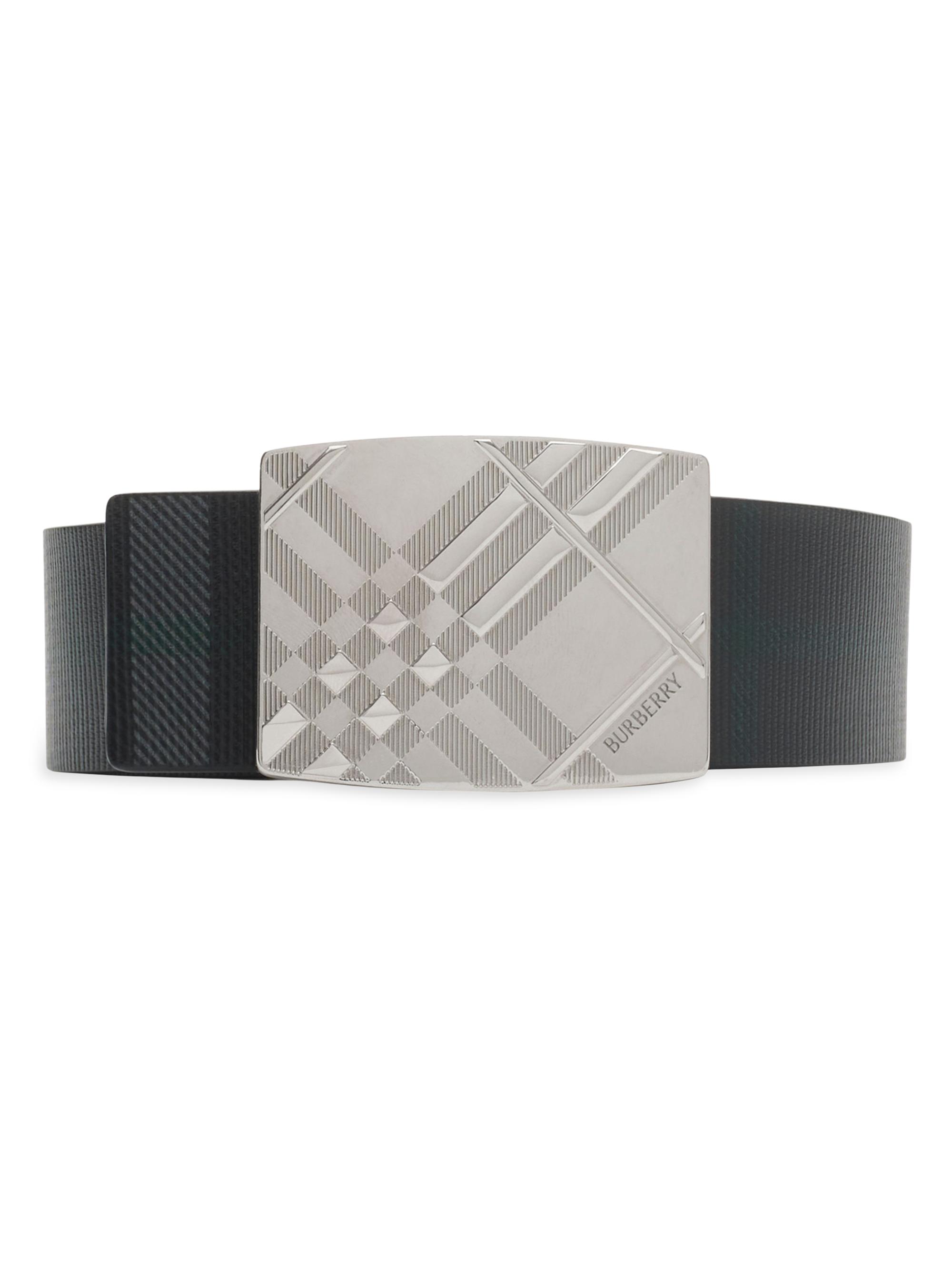 Burberry Check-Engraved Bucklet Reversible Leather Belt | Saks
