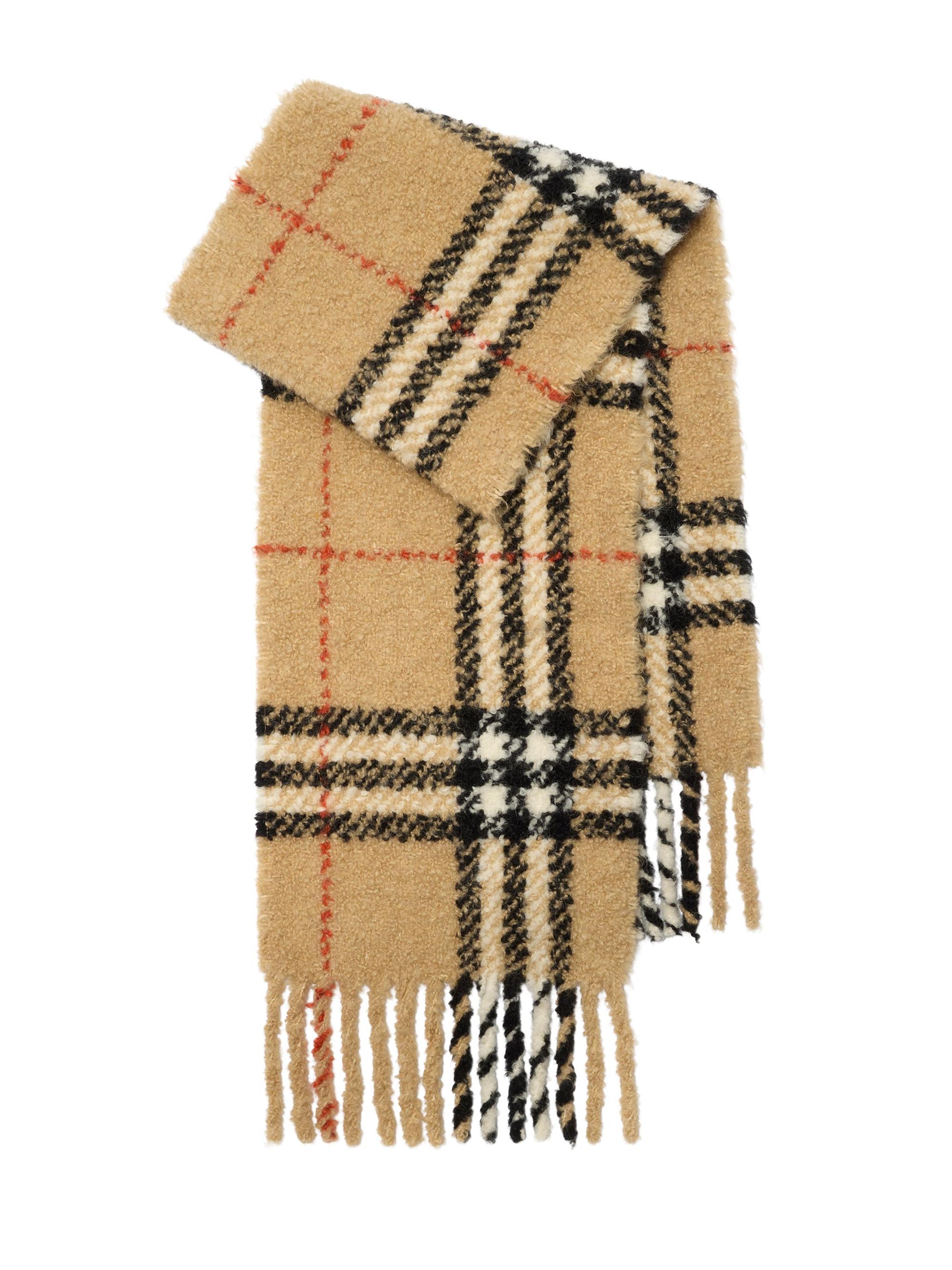 Burberry Men's Check Alpaca-Wool Bouclé Scarf - Sand