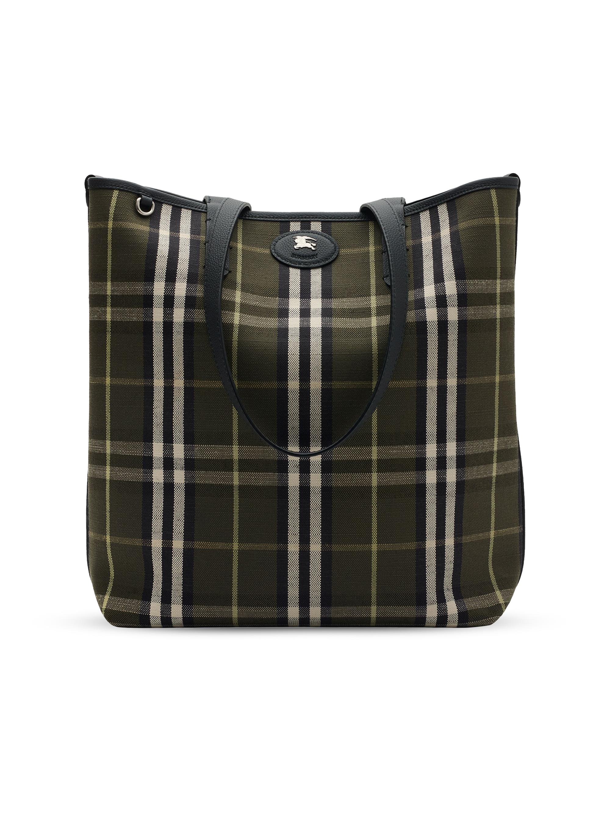 Burberry Men's Check Leather Reversible Tote Bag - Thicket