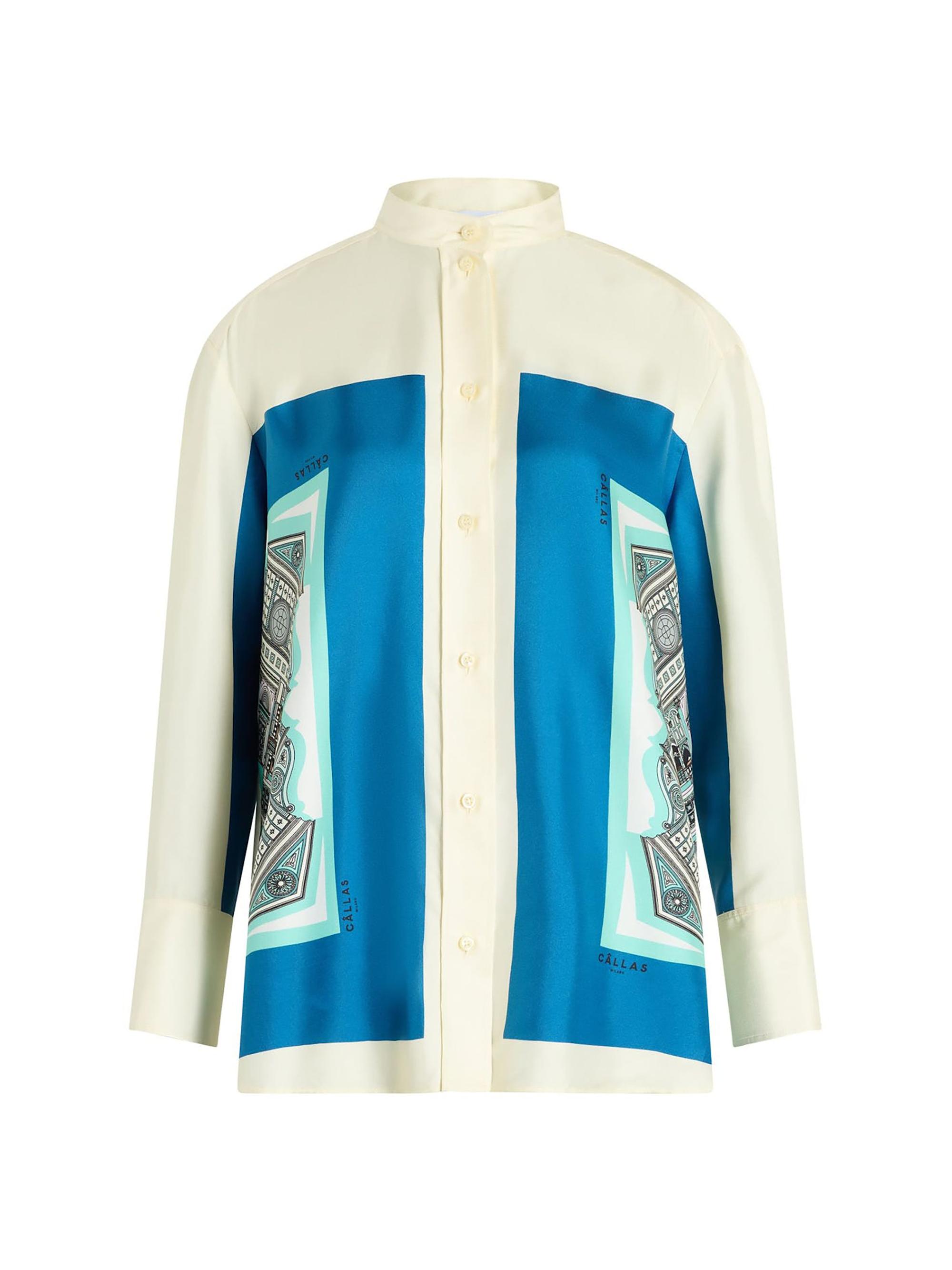 Callas Milano Women's Lyn Scarf Print Shirt - Turquoise