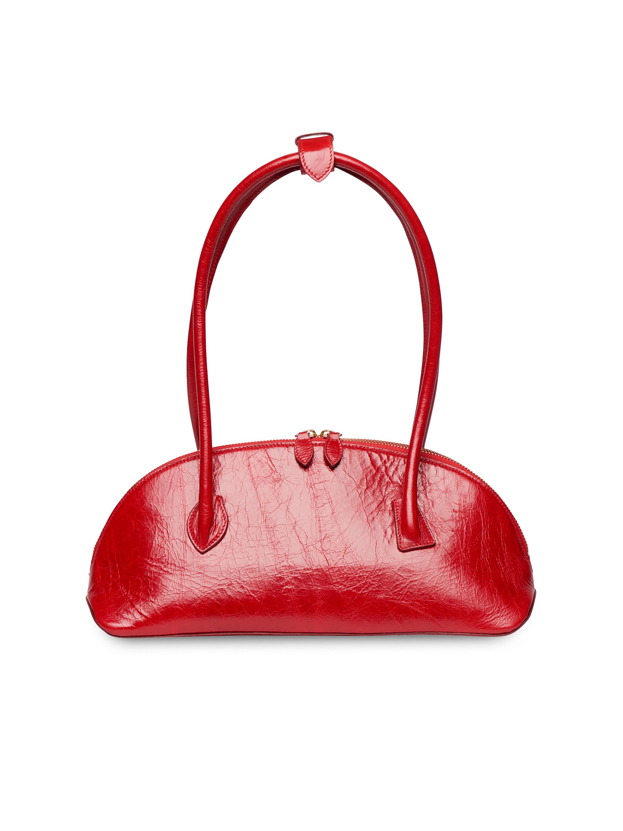 Liffner Women's EW Dome Leather Shoulder Bag - Glossy Red