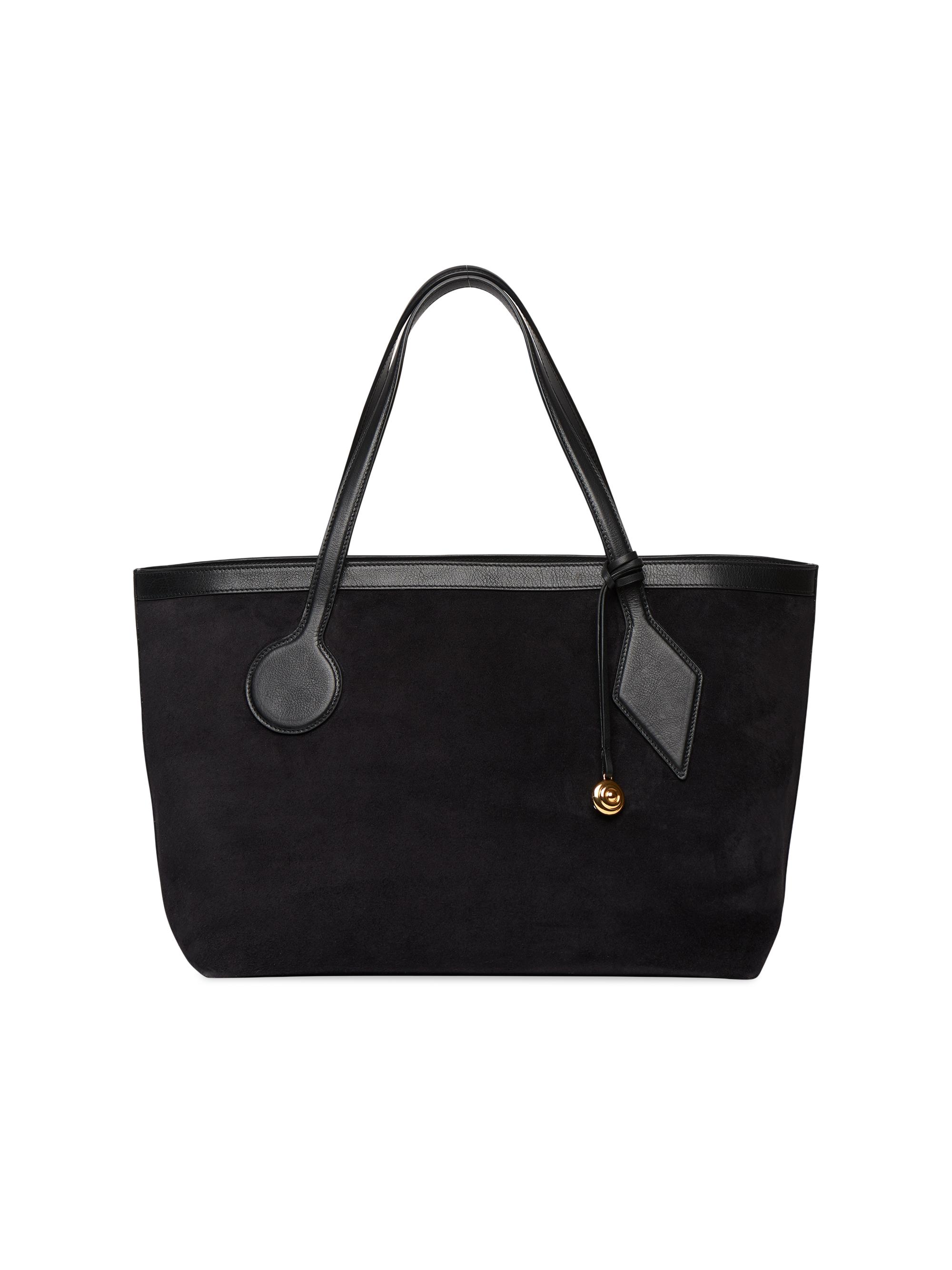 Liffner Women's  Sprout Suede Tote Bag - Black Suede Gold Charm
