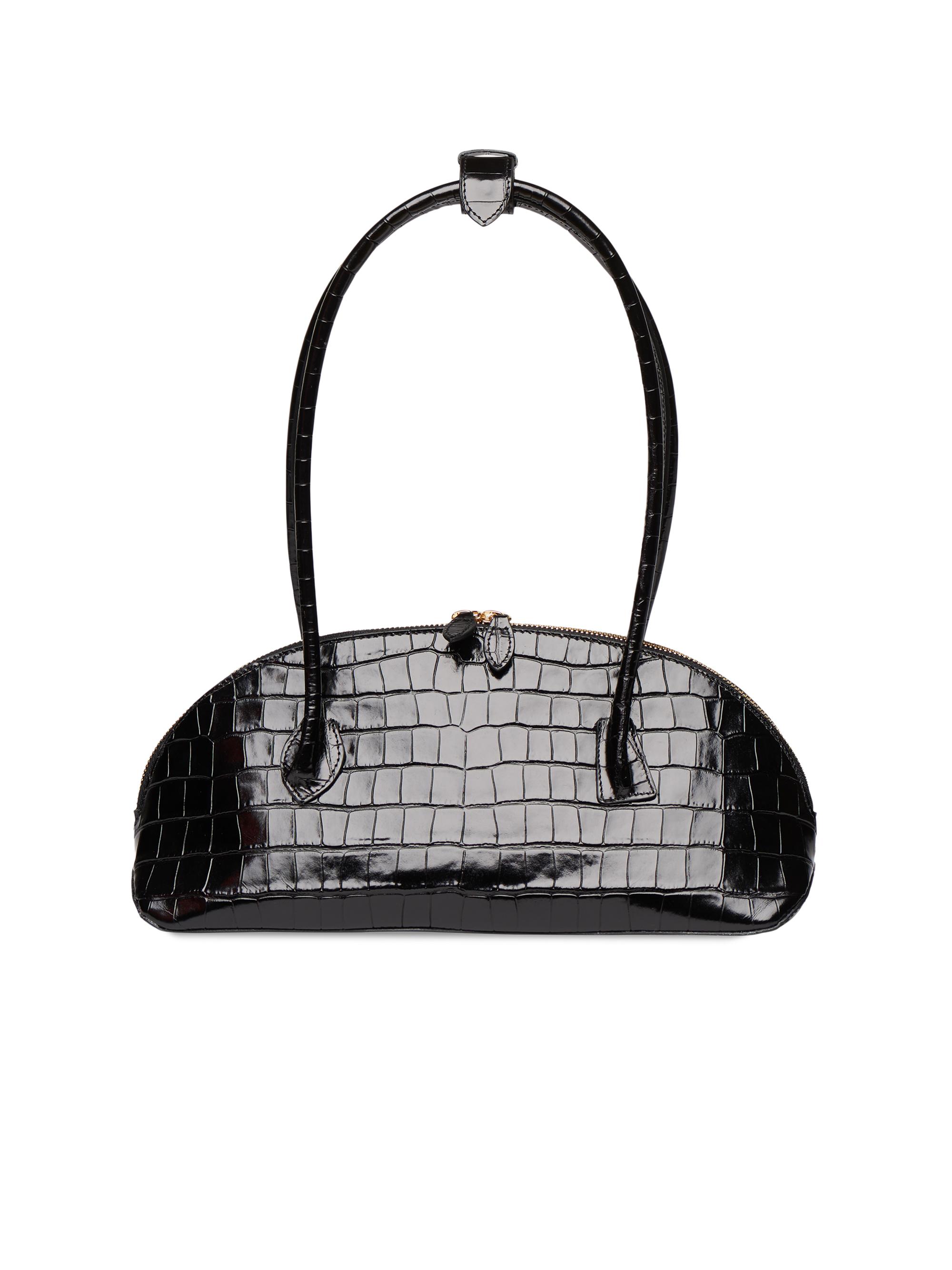 Liffner Women's Croc-Embossed Leather Shoulder Bag - Black