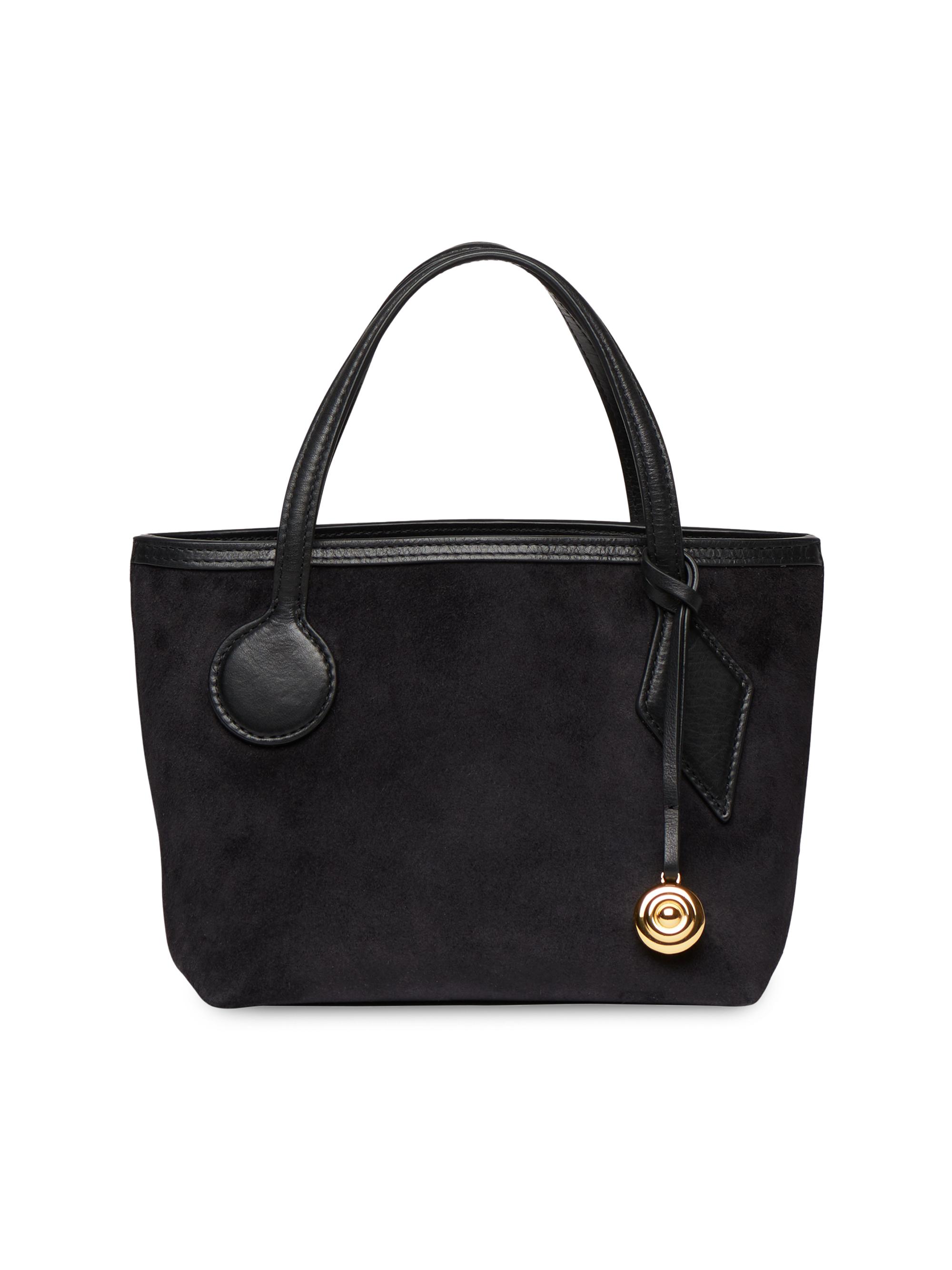 Liffner Women's Sprout Micro Suede Tote Bag - Suede Black Gold Charm