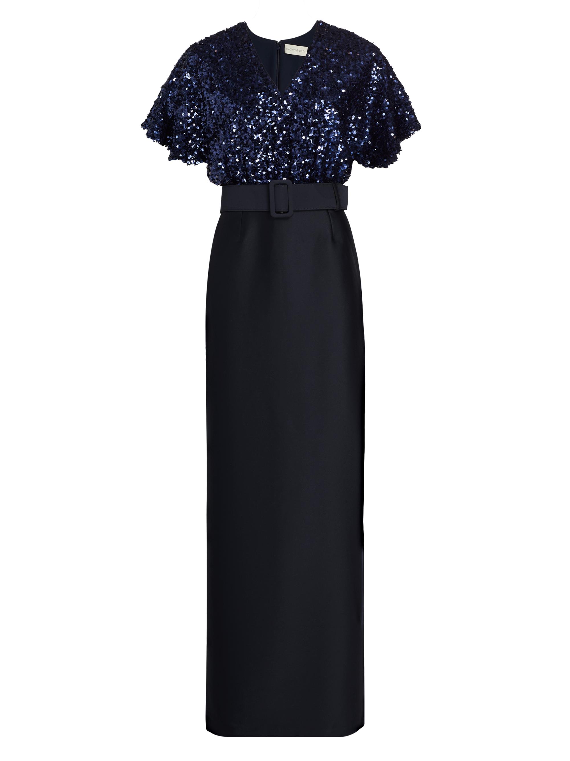 Sachin & Babi Women's Marlene Sequin-Embellished Belted Gown - Midnight