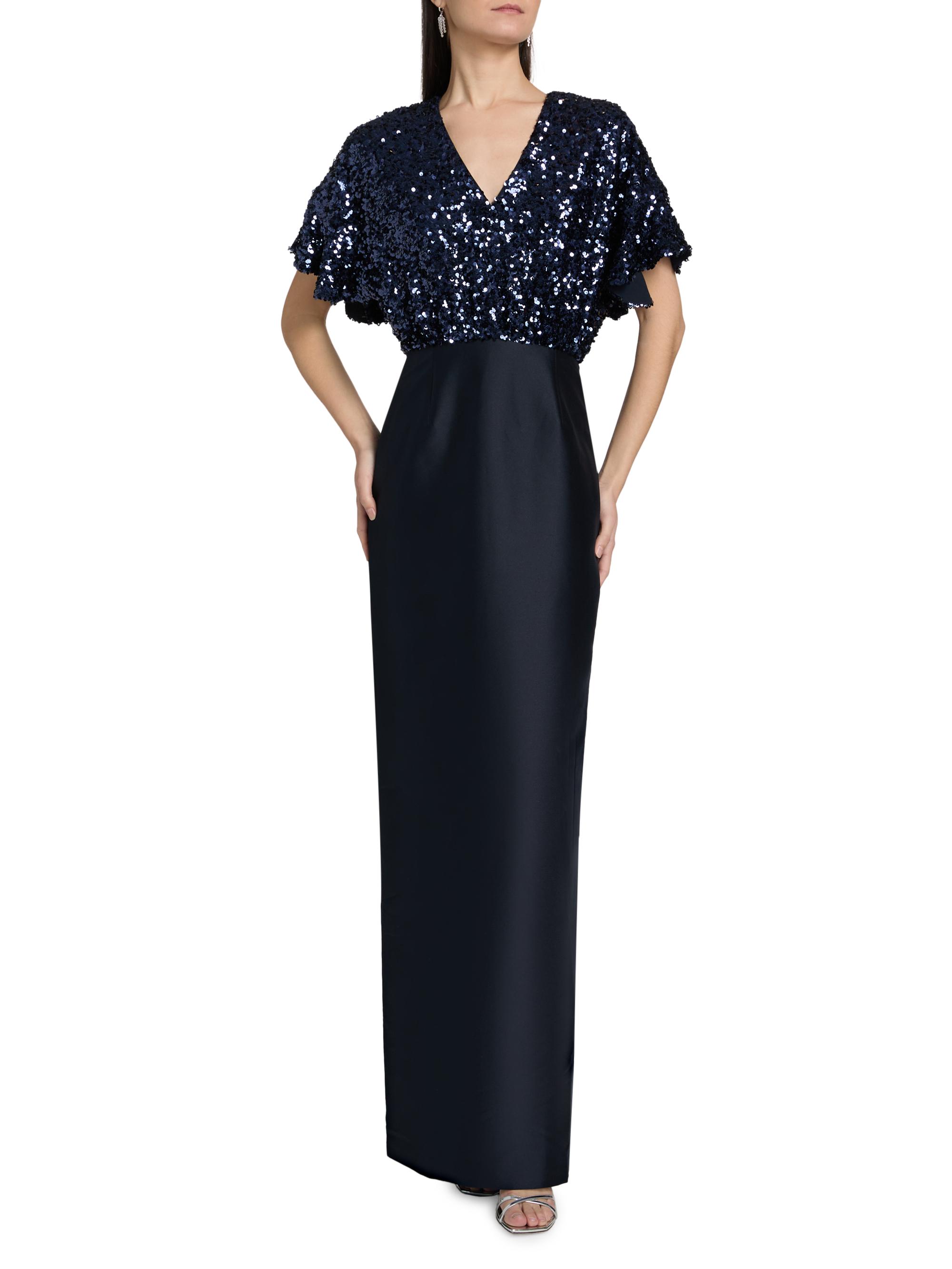 strapless open back dress Miss Circle Women Lainey Purple Satin Sequin Pearls Beaded Maxi Dress main image 0