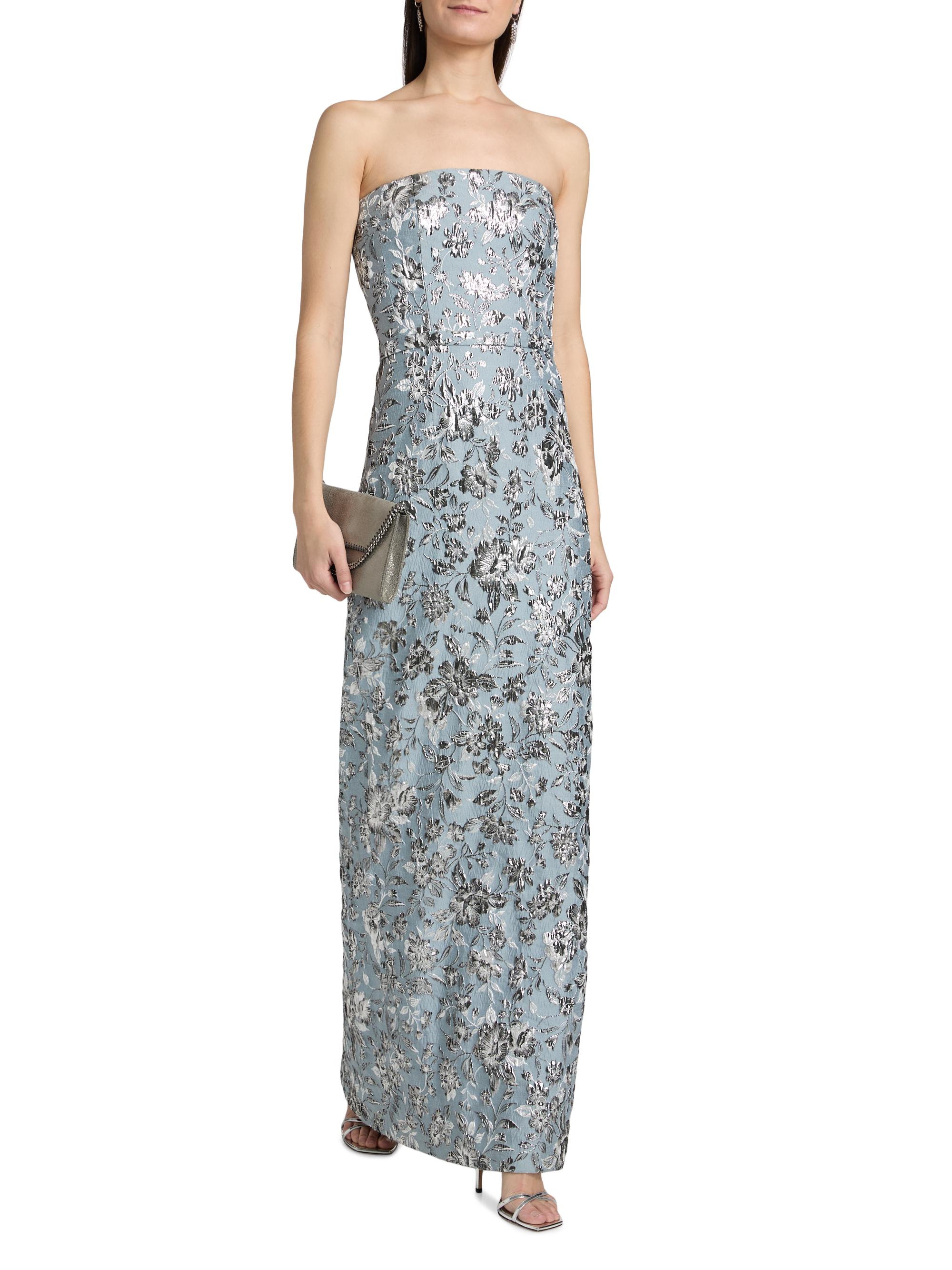 Sachin & Babi Metallic Cloque Sophia Gown - Pewter Gardens - Size 0