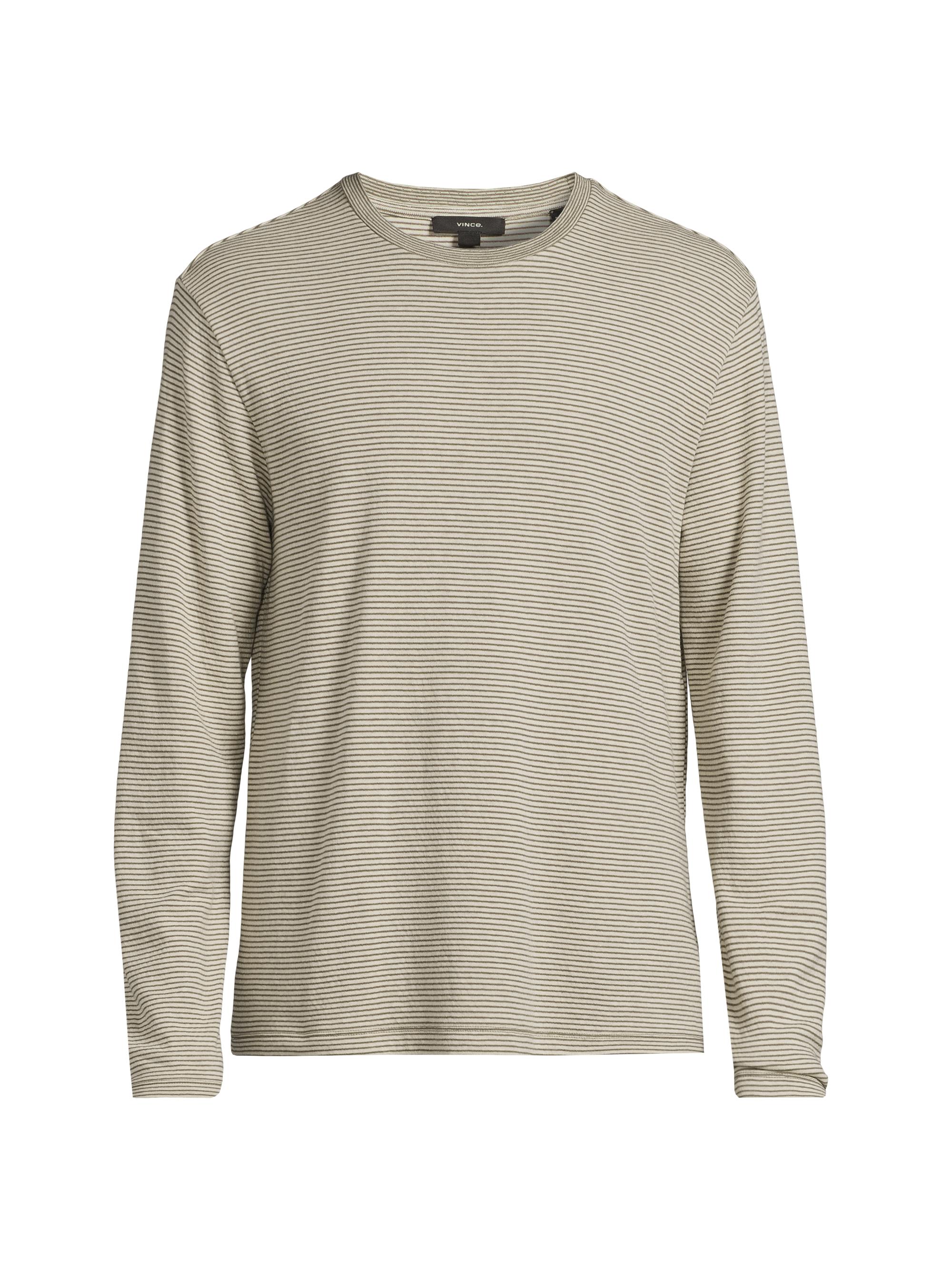 Vince Men's Striped Cotton Crewneck Shirt - Meadowlark Sycamore