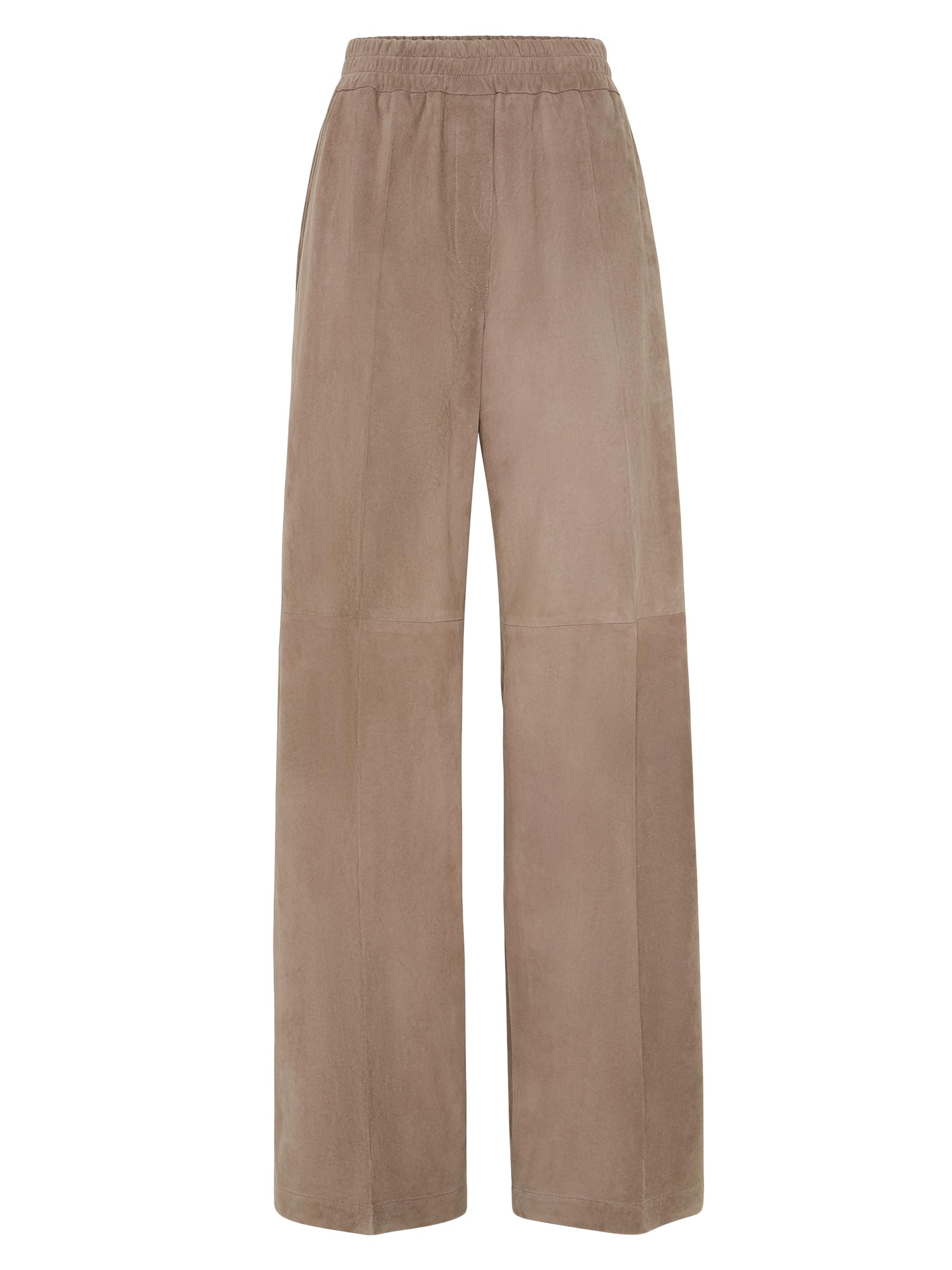 Brunello Cucinelli Women's Suede Loose Track Trousers - Mud