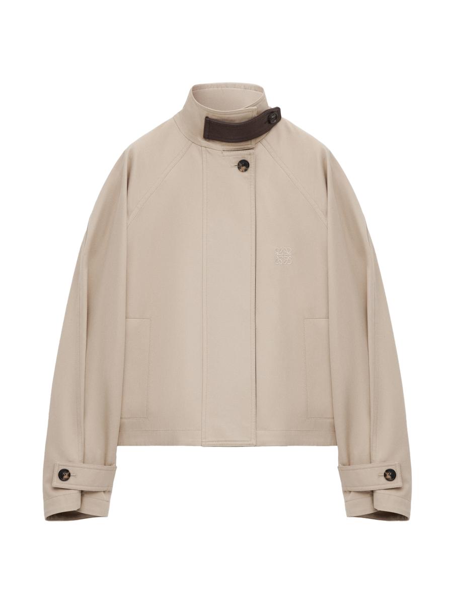 Loewe Women's Raglan-sleeve Cotton-blend Short Parka In Sand