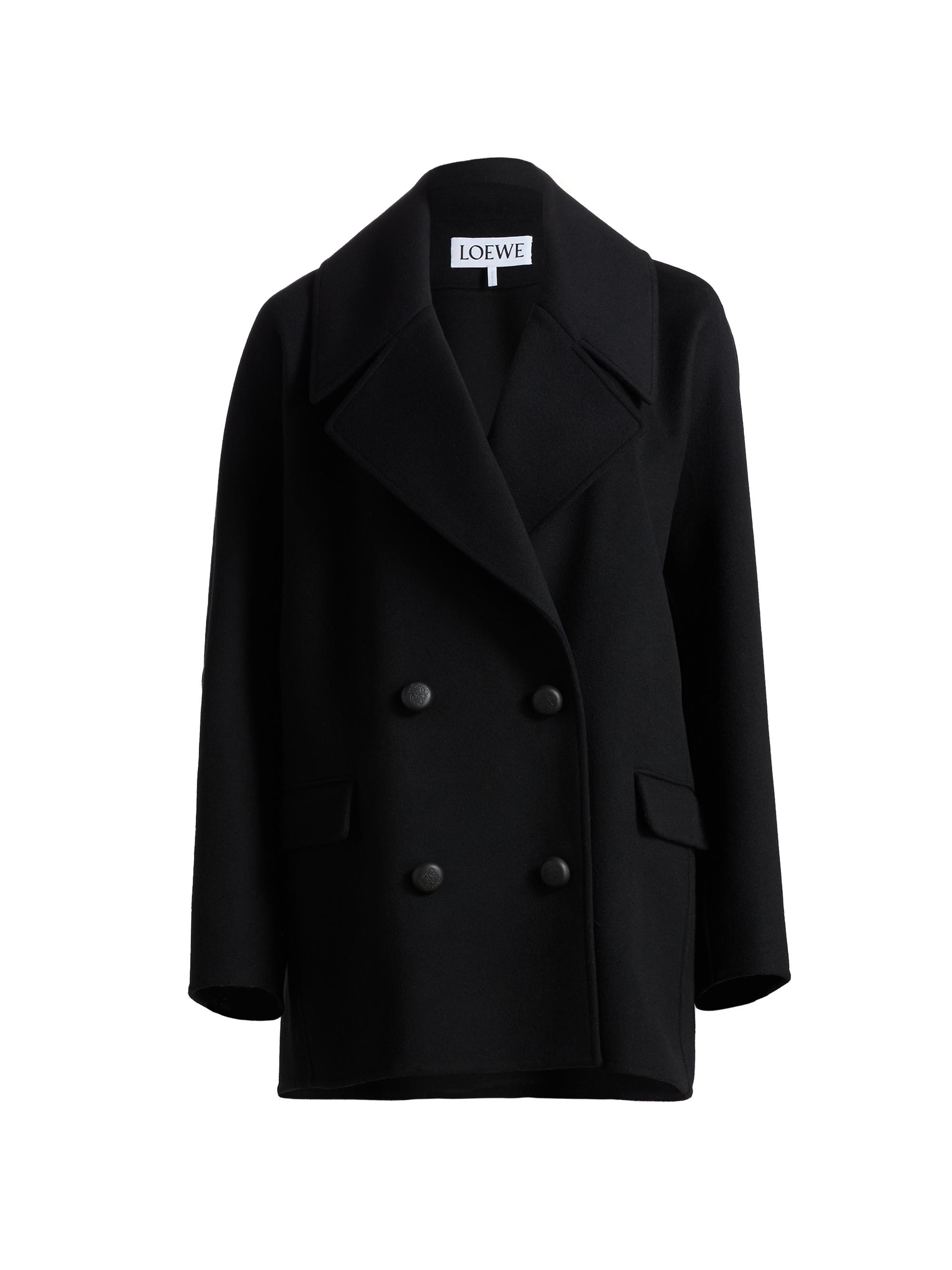 LOEWE Women's Oversized Double-Breasted Wool Coat - Black