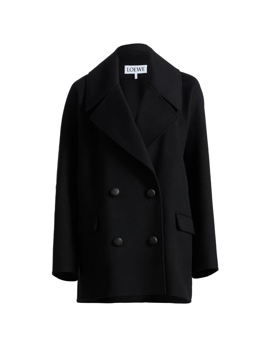 Loewe Women's Oversized Double-breasted Wool Coat In Black