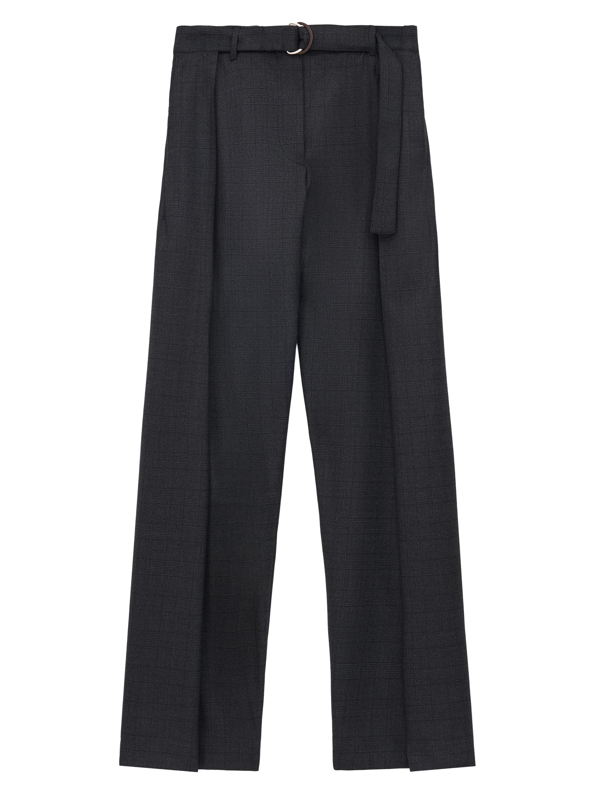 LOEWE Women's Plaid Wool-Blend Belted Trousers - Dark Grey