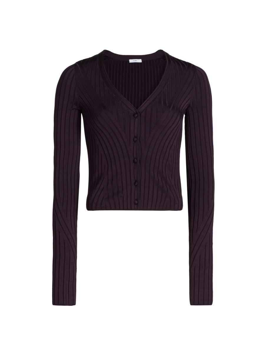 Adam Lippes Women's Greer Rib-knit Chevron Cardigan In Purple