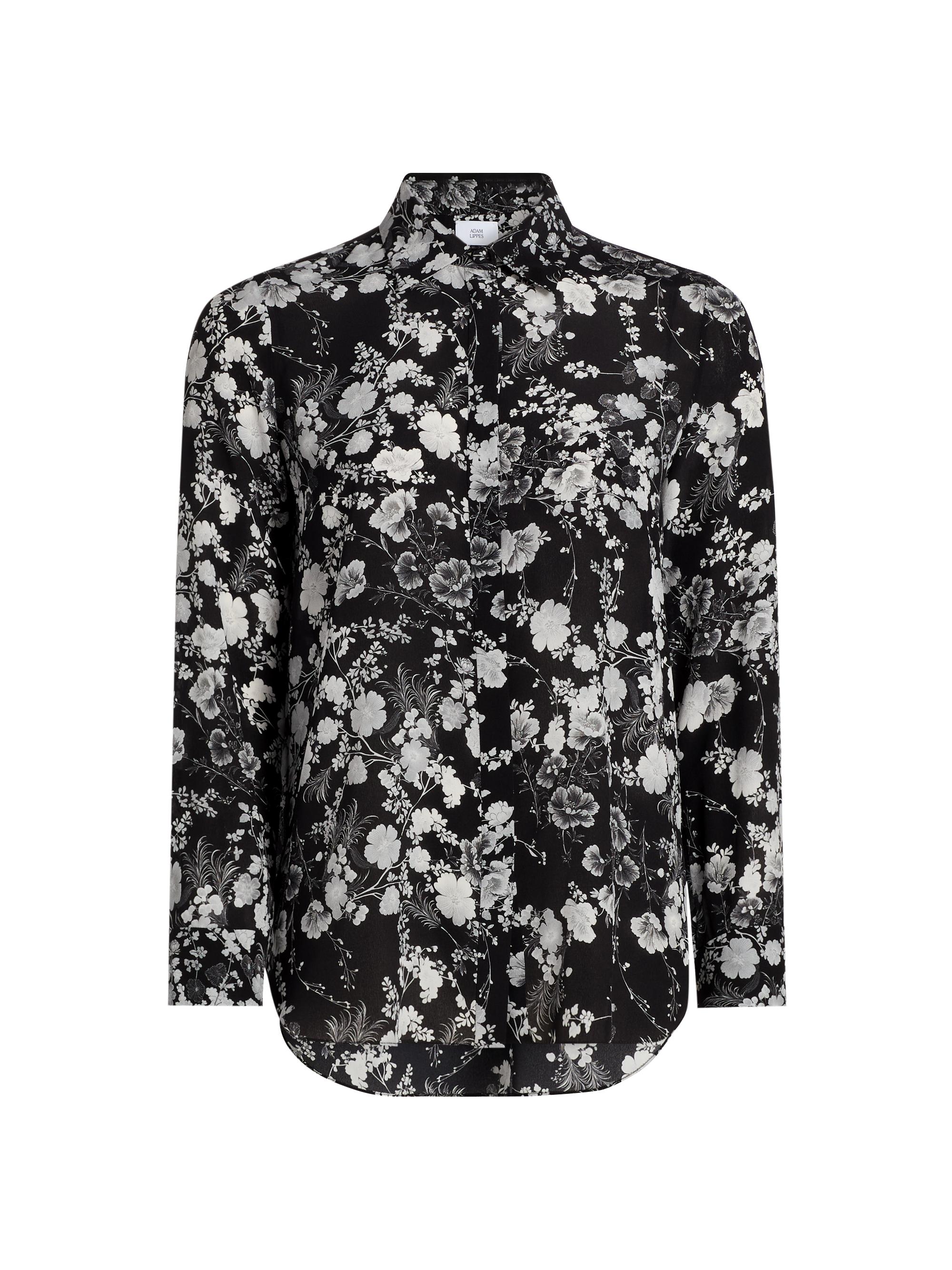Adam Lippes Women's Mathias Floral Crêpe de Chine Silk Shirt - Black Silver