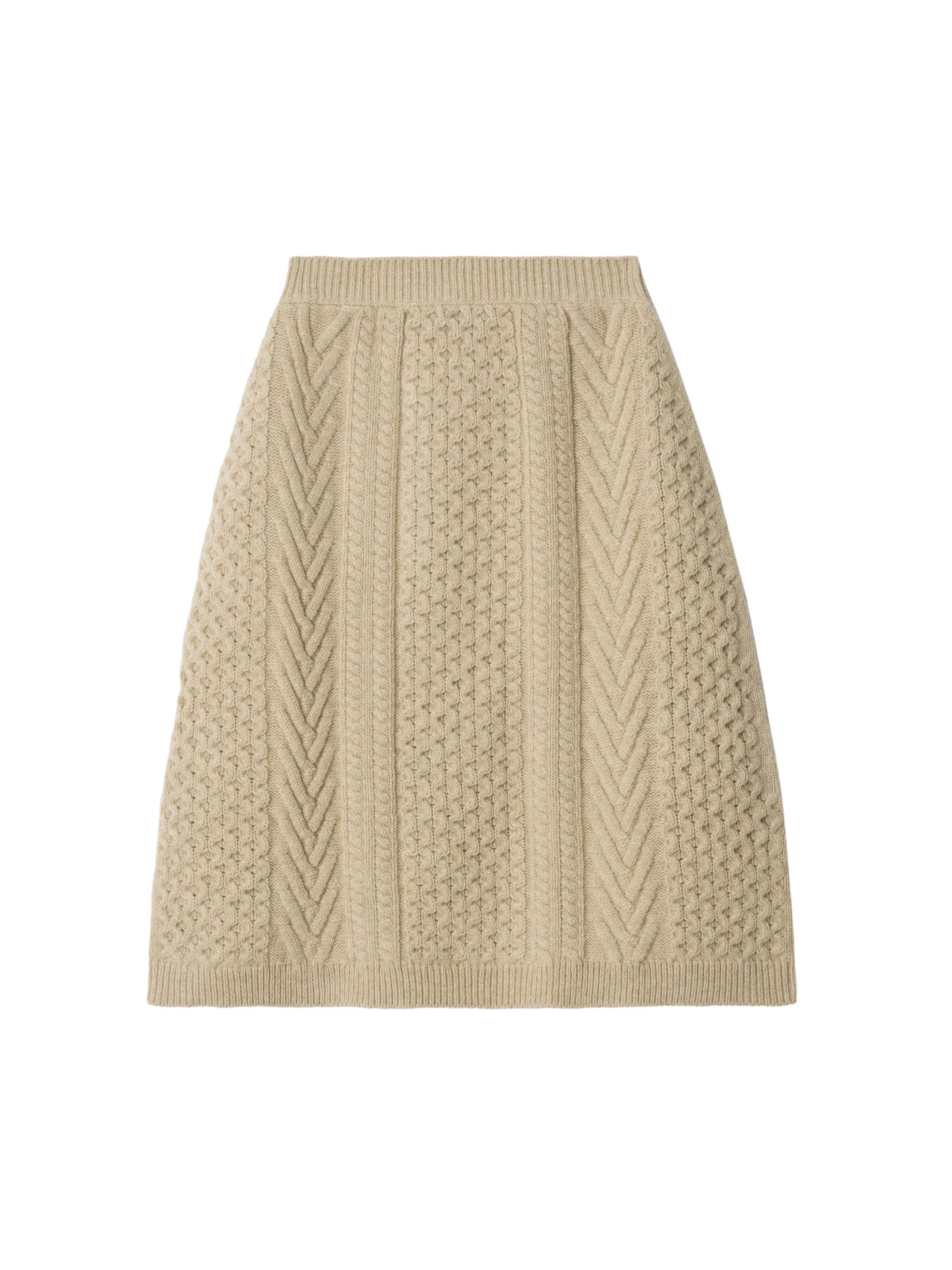 Burberry Women's Eileen Wool-Cashmere Knee-Length Skirt - Beige Melange