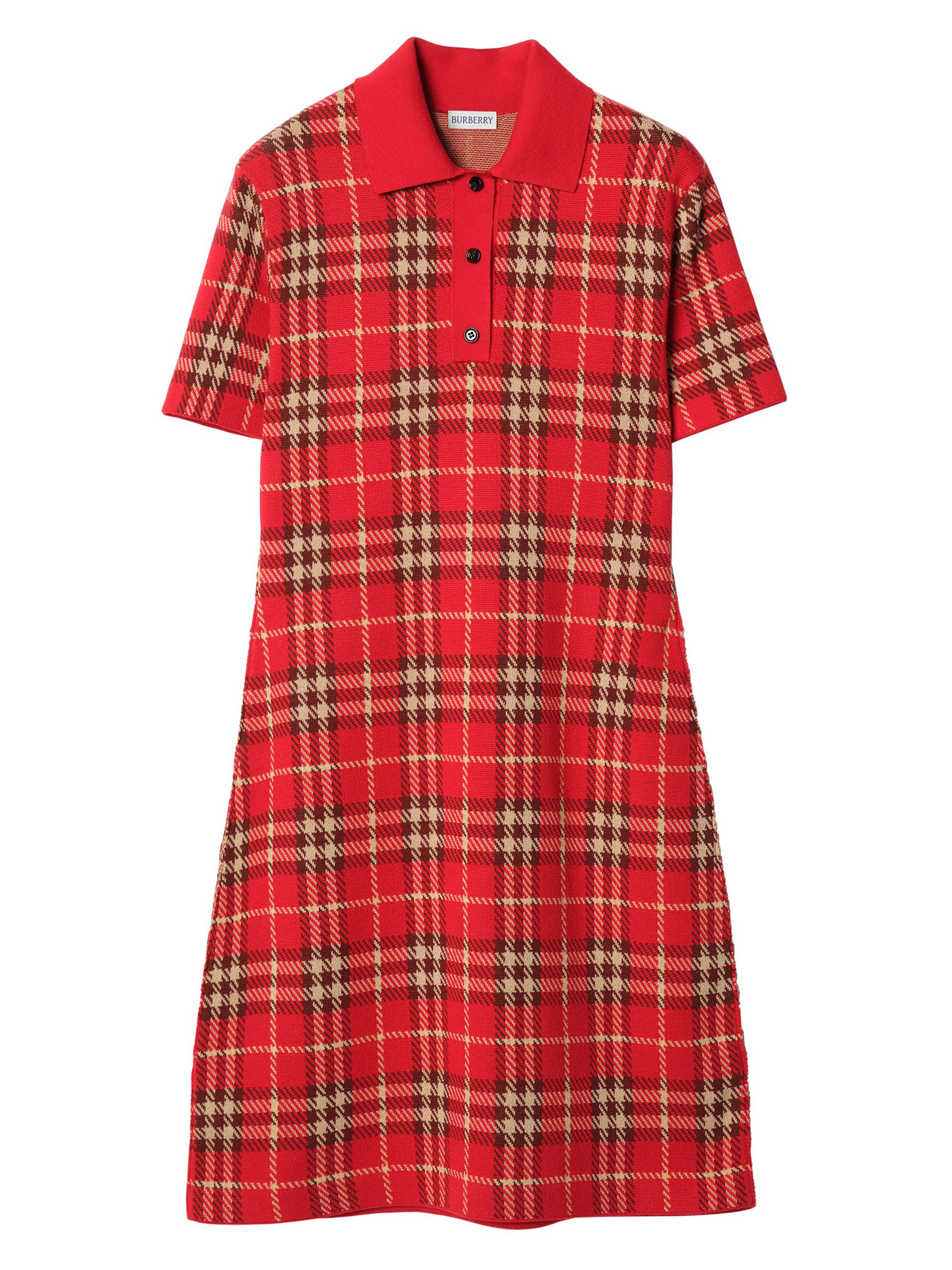 Burberry Women's Dina Check Wool-Blend Shift Minidress - Crayon Red Ip Check