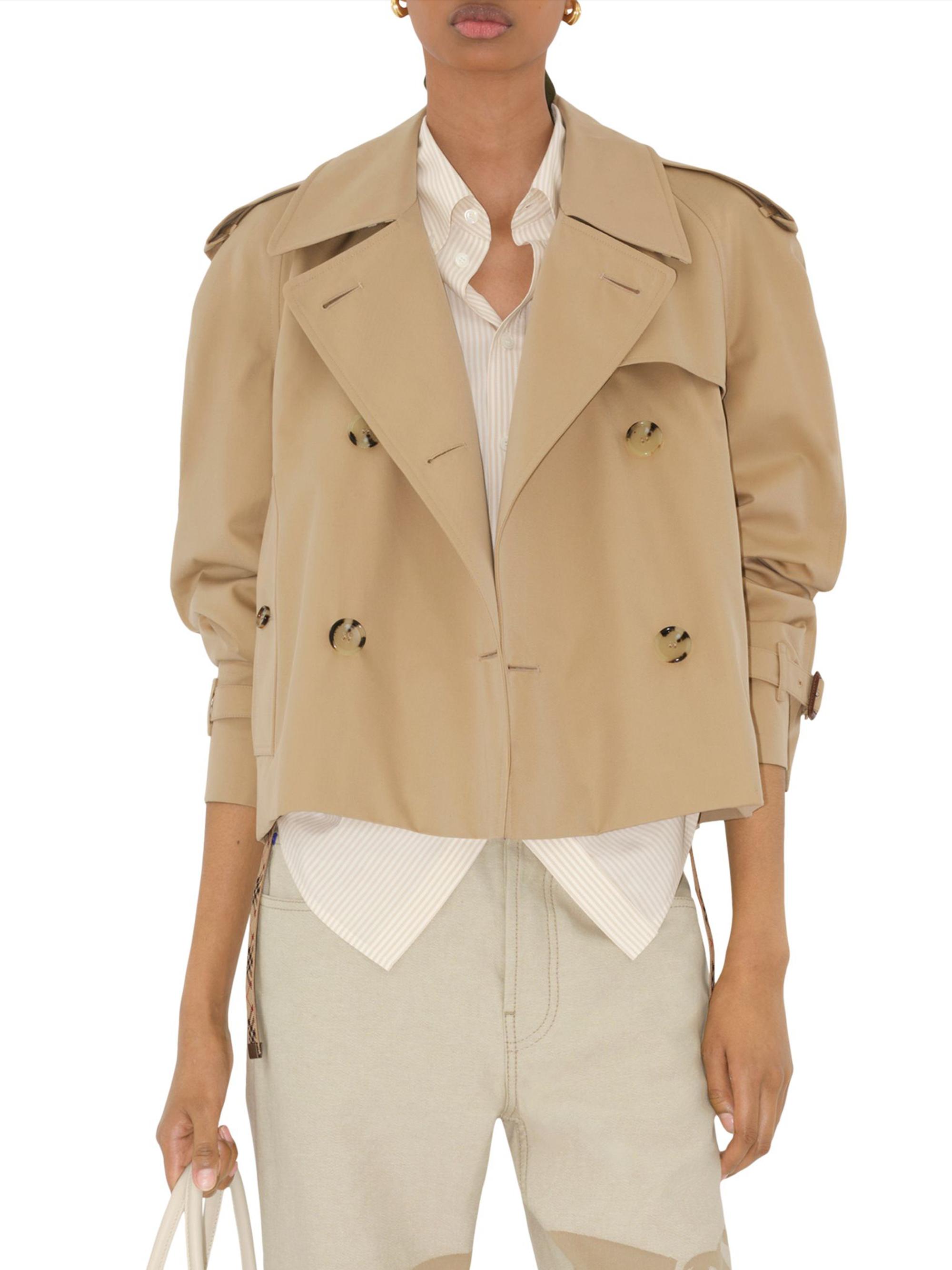 Burberry Cotton Gabardine Crop Trench Jacket | Saks Fifth Avenue