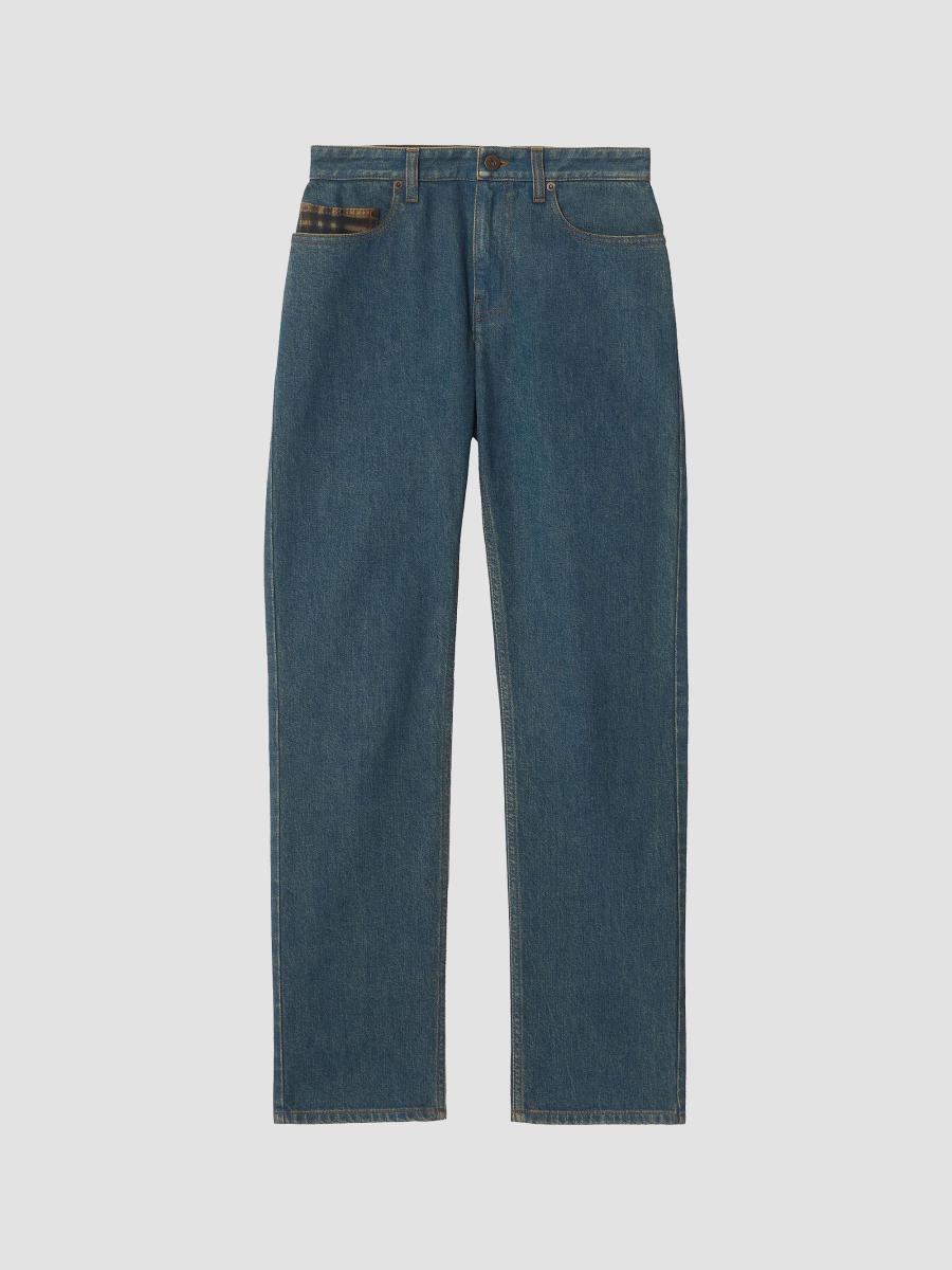 Burberry Dalia Checked-Pocket EKD Straight Jeans | Saks Fifth Avenue