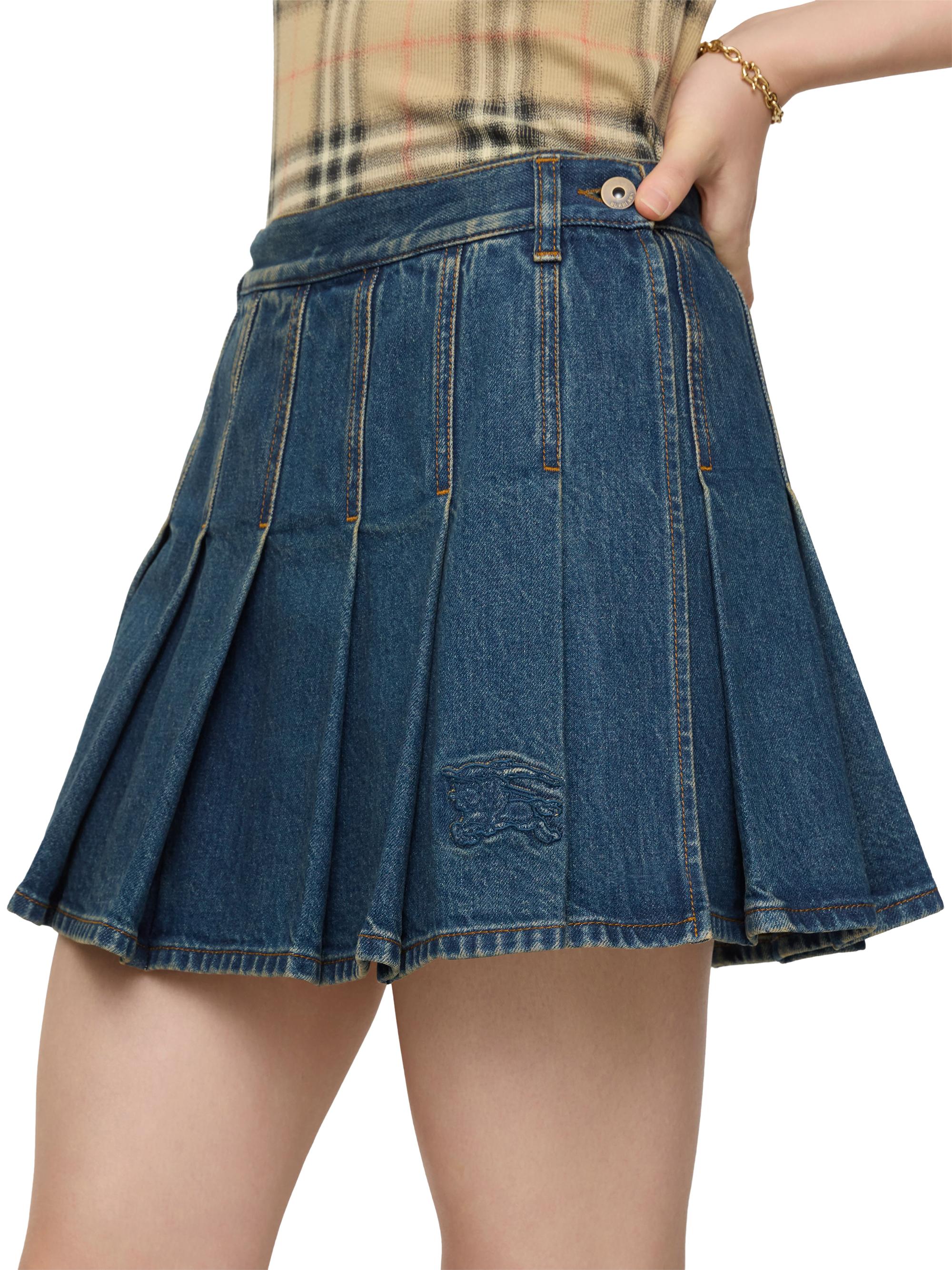 BURBERRY デニムミニスカート Burberry Dahlia Denim Pleated EKD Miniskirt | Saks Fifth Avenue