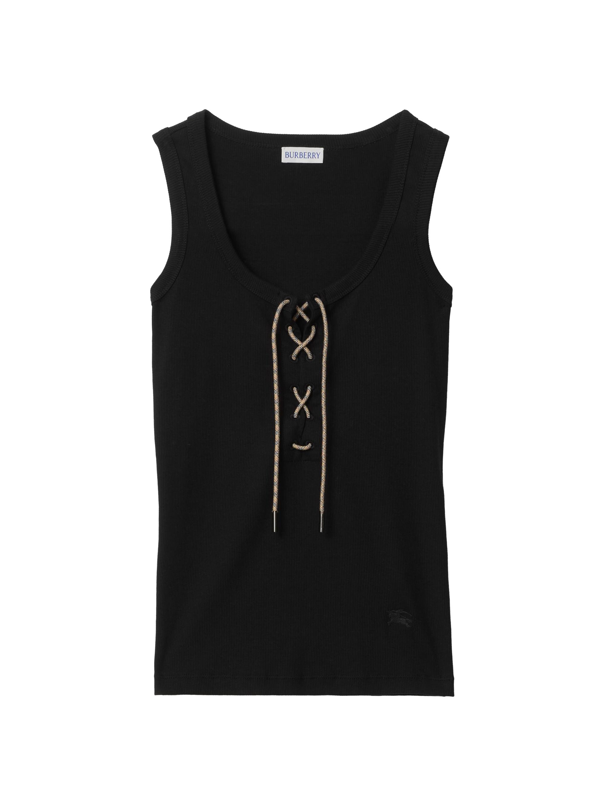 Burberry Women's Lace-Up Stretch Cotton Tank - Black