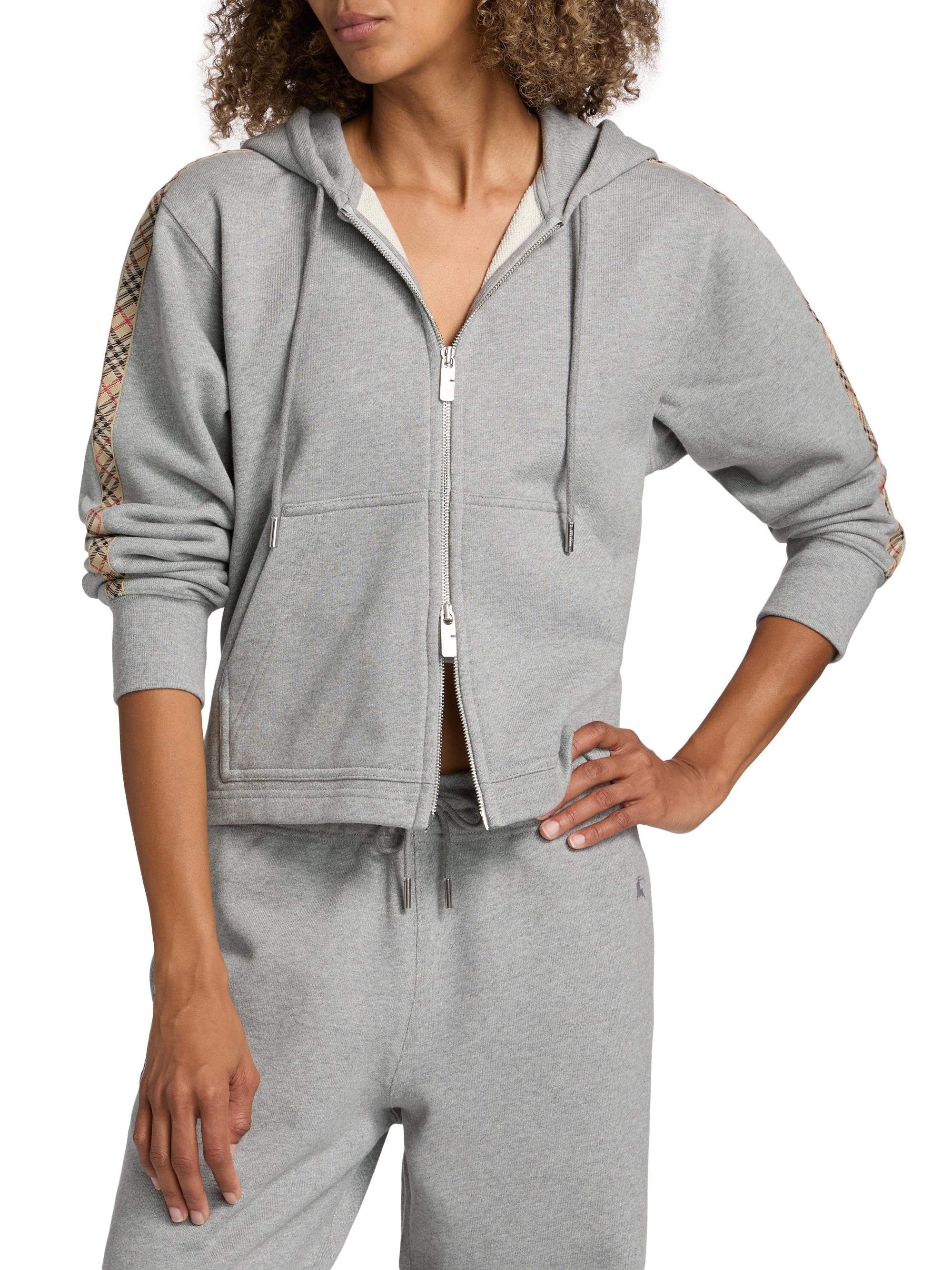 Burberry Harper Check Tape Full-Zip Hoodie | Saks Fifth Avenue