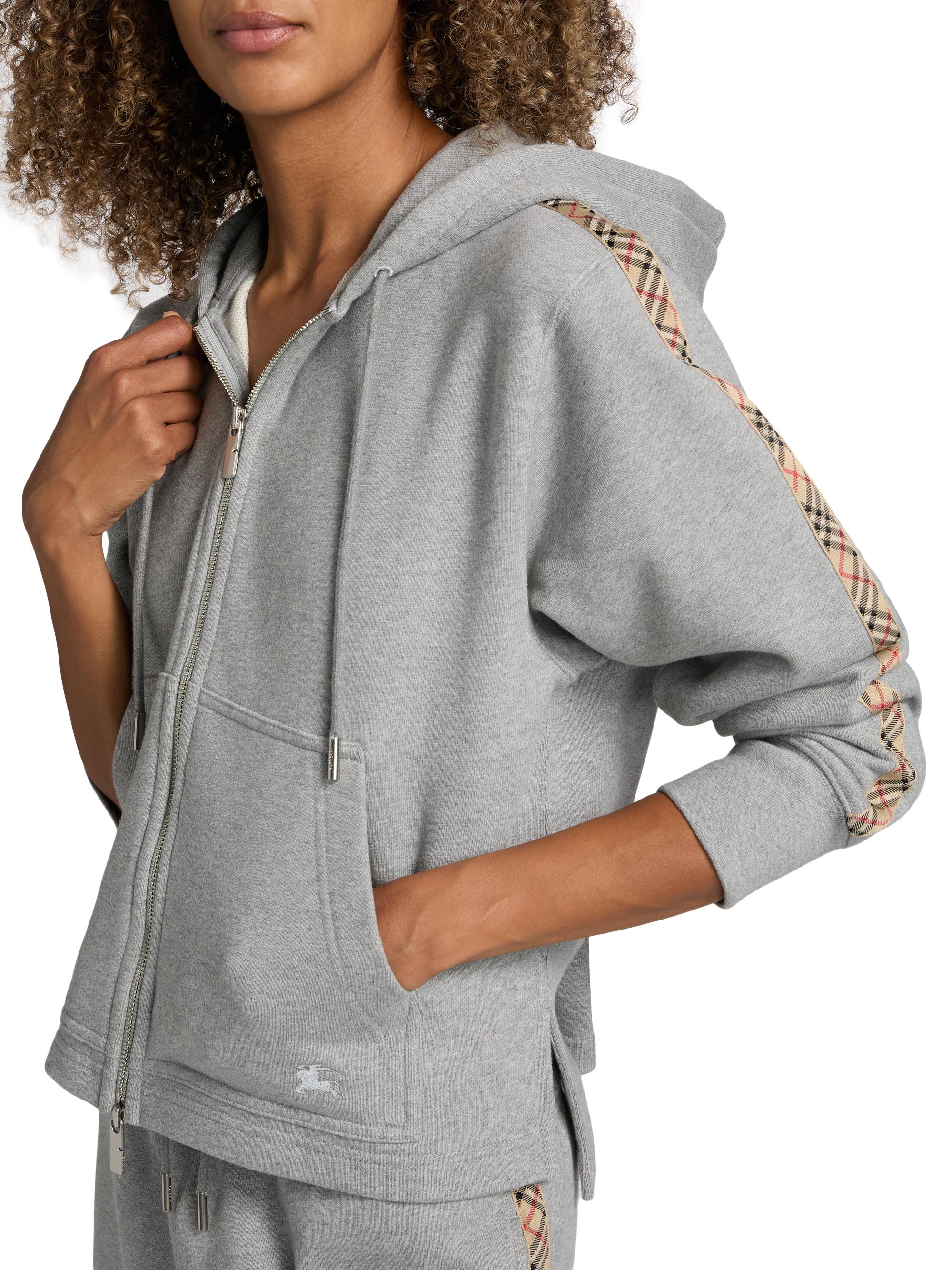 Burberry Harper Check Tape Full-Zip Hoodie | Saks Fifth Avenue