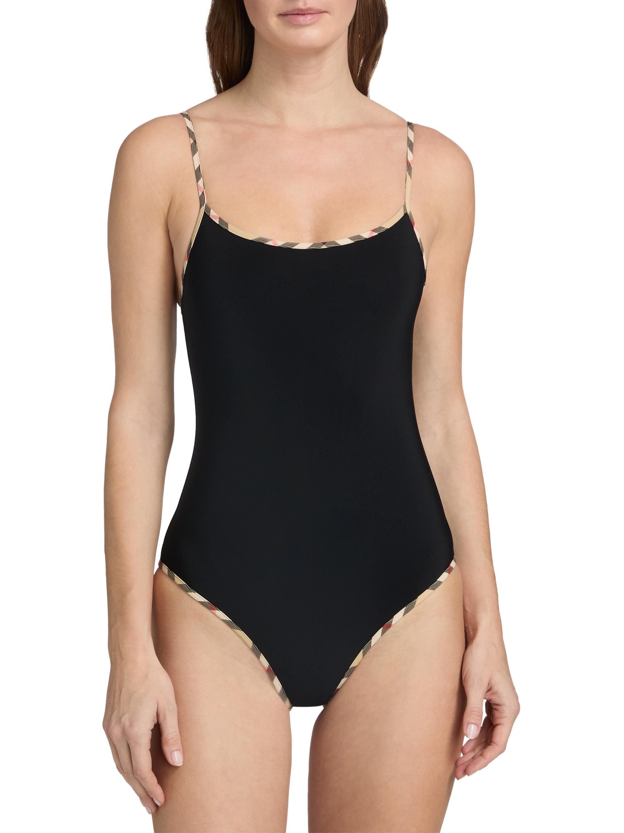 Burberry Sylvia Check-Trimmed One-Piece Swimsuit | Saks Fifth Avenue