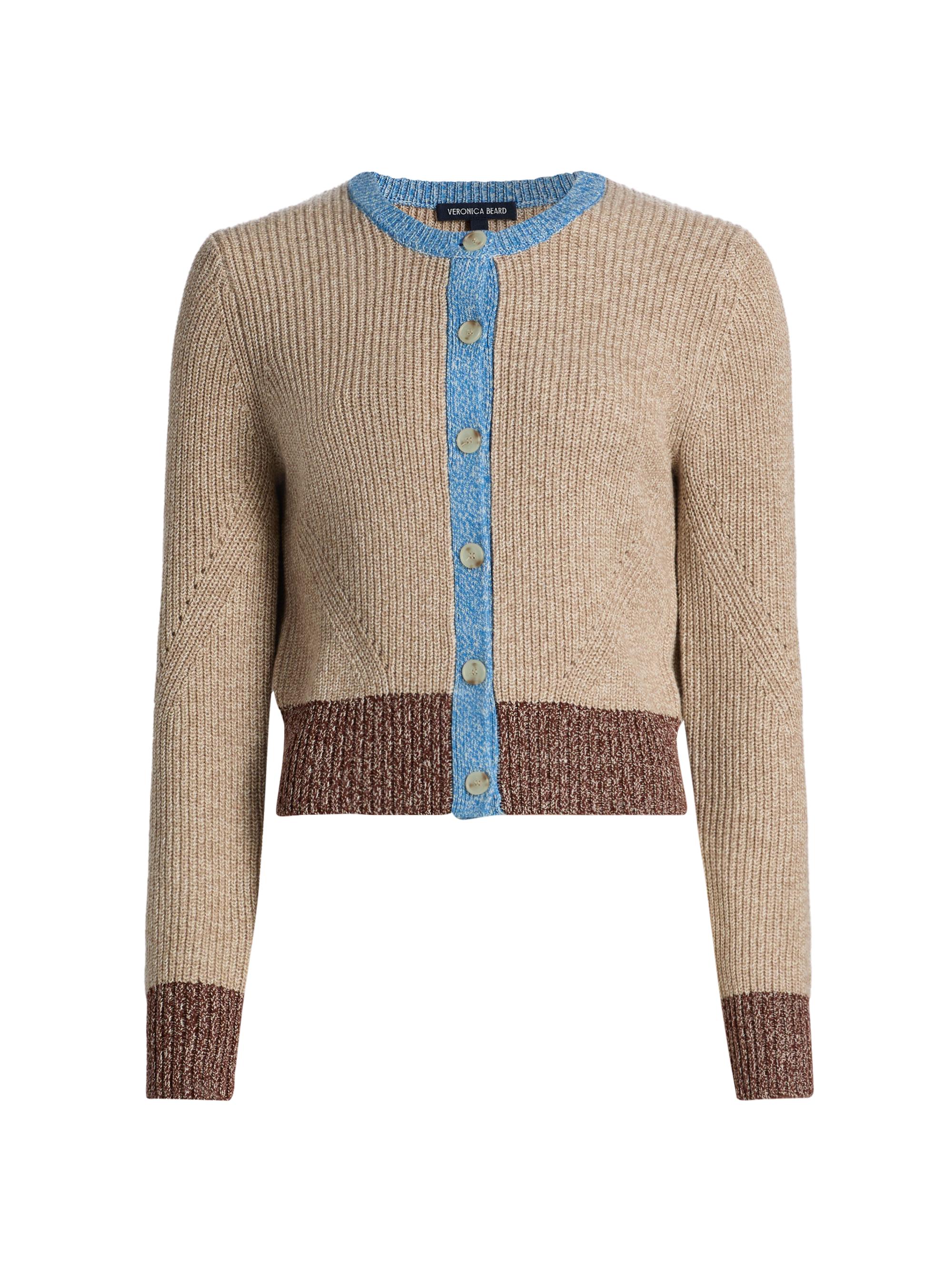 Veronica Beard Ibra Colorblocked Wool-Cotton Cardigan | Saks Fifth