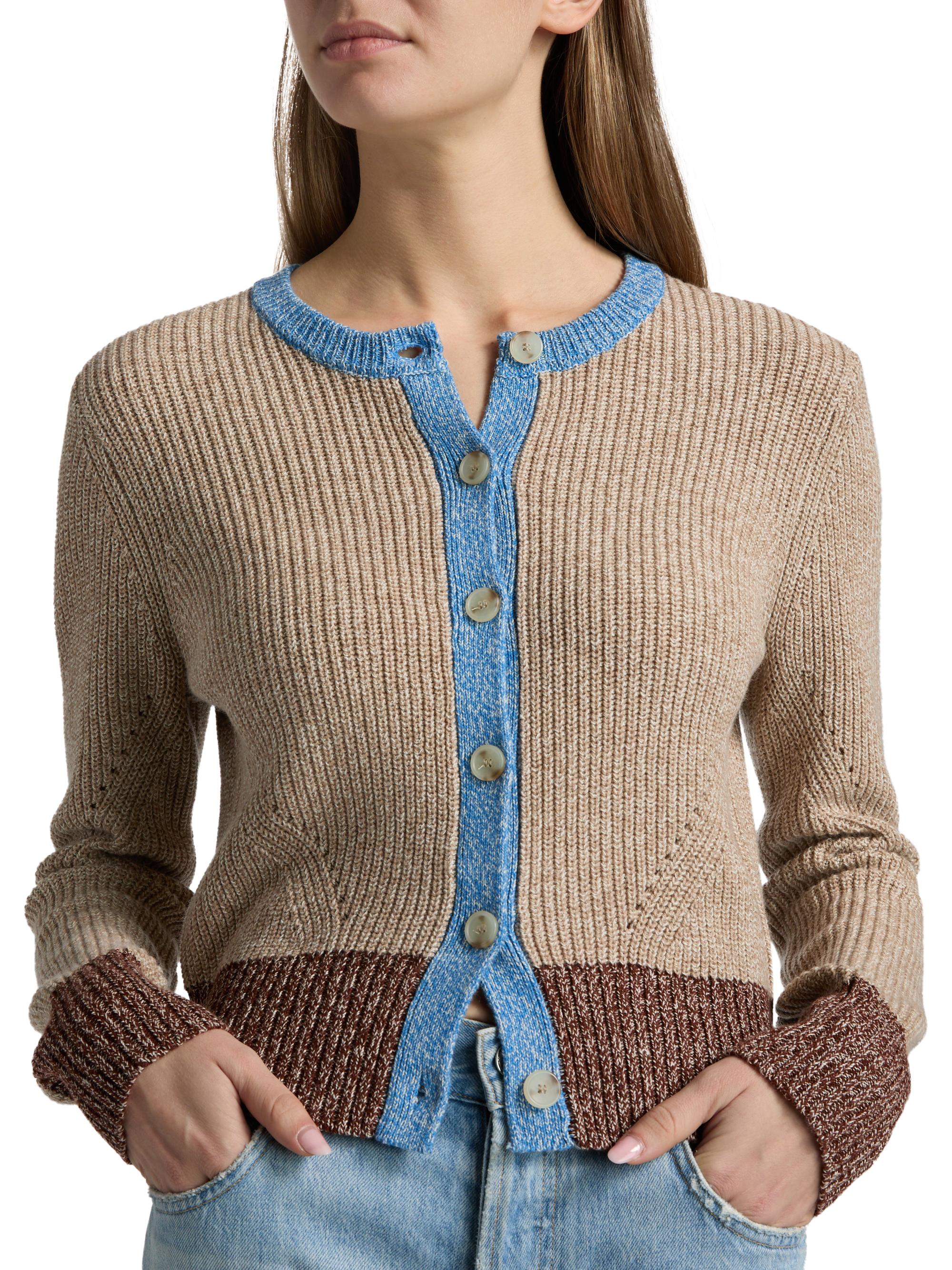 Veronica Beard Ibra Colorblocked Wool-Cotton Cardigan | Saks Fifth