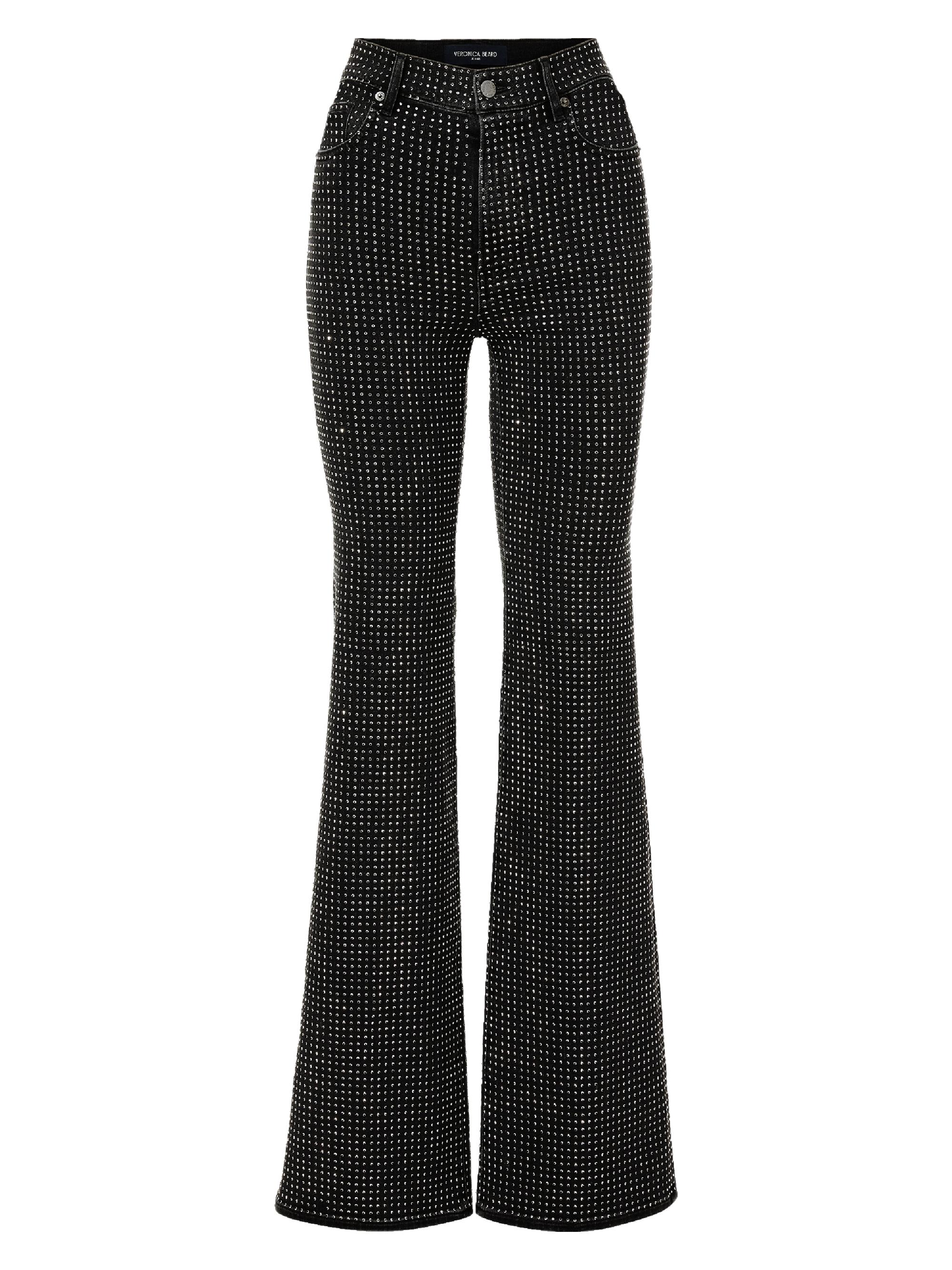 Veronica Beard Women's Crosbie Embellished High-Rise Flare Jeans - Washed Onyx