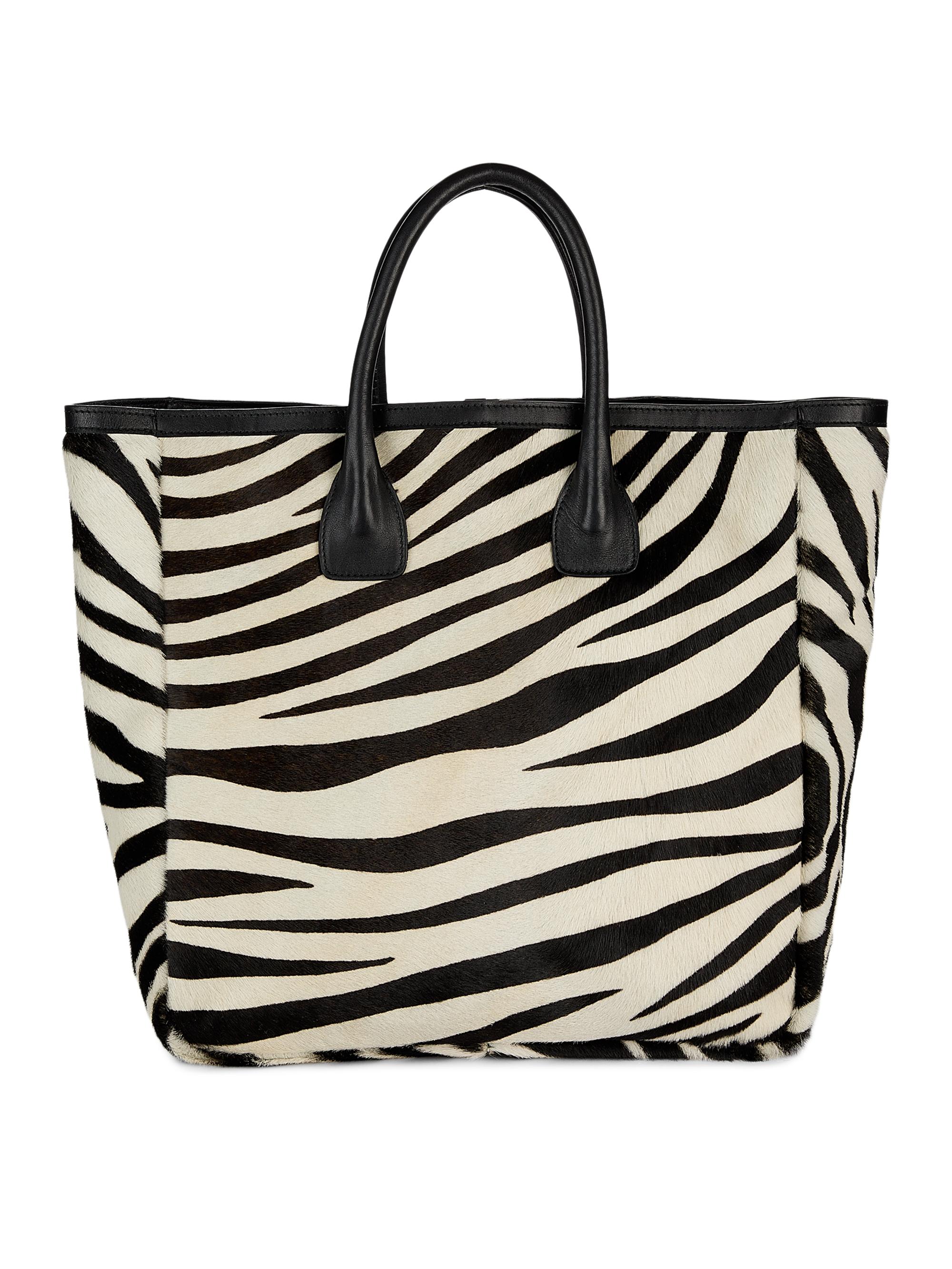 Nili Lotan Women's Freddie Zebra-Print Calf Hair Tote Bag -  Black Zebra Print