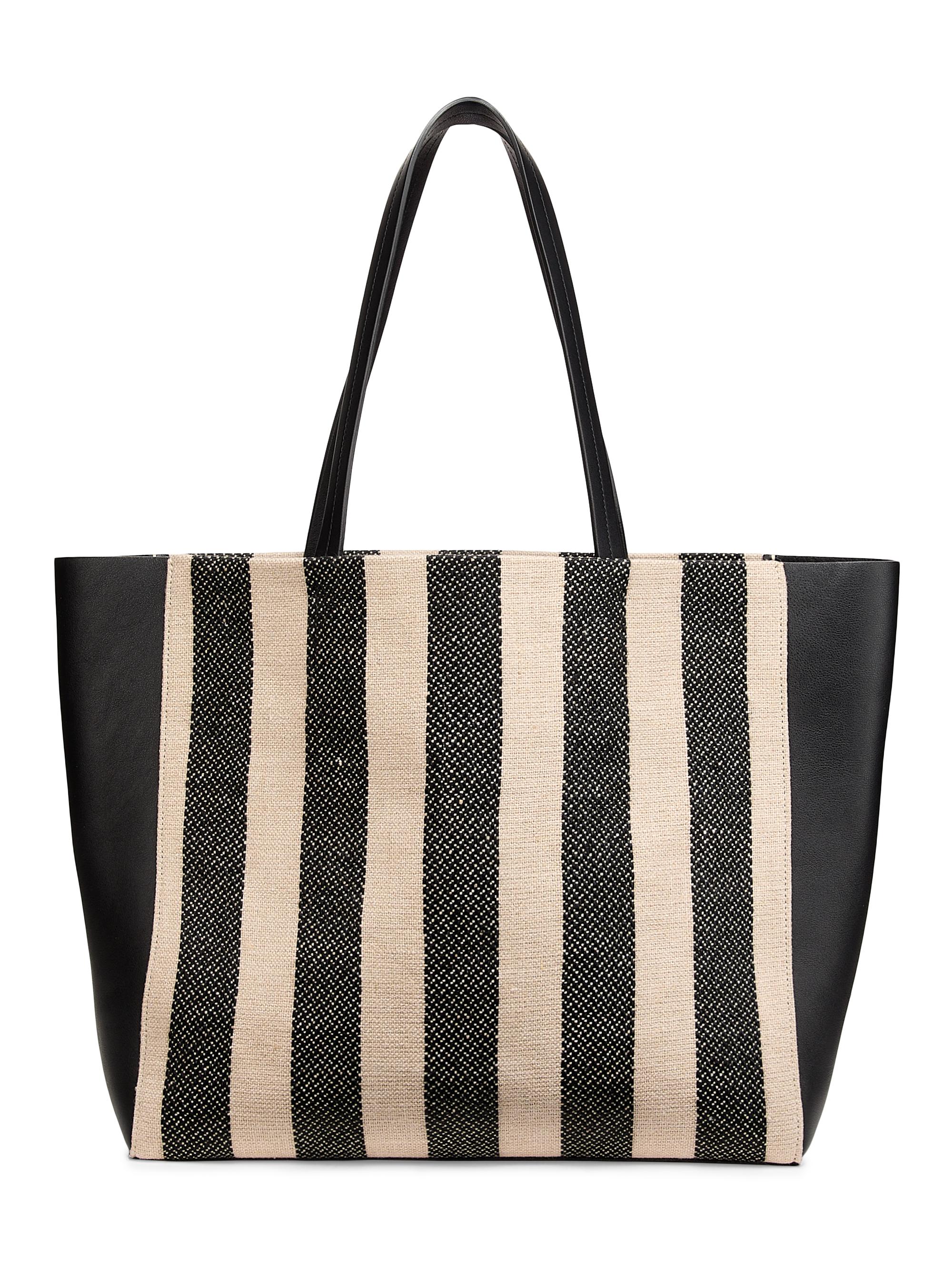 Nili Lotan Women's  Keith Striped Tote Bag - Black Natural Stripe