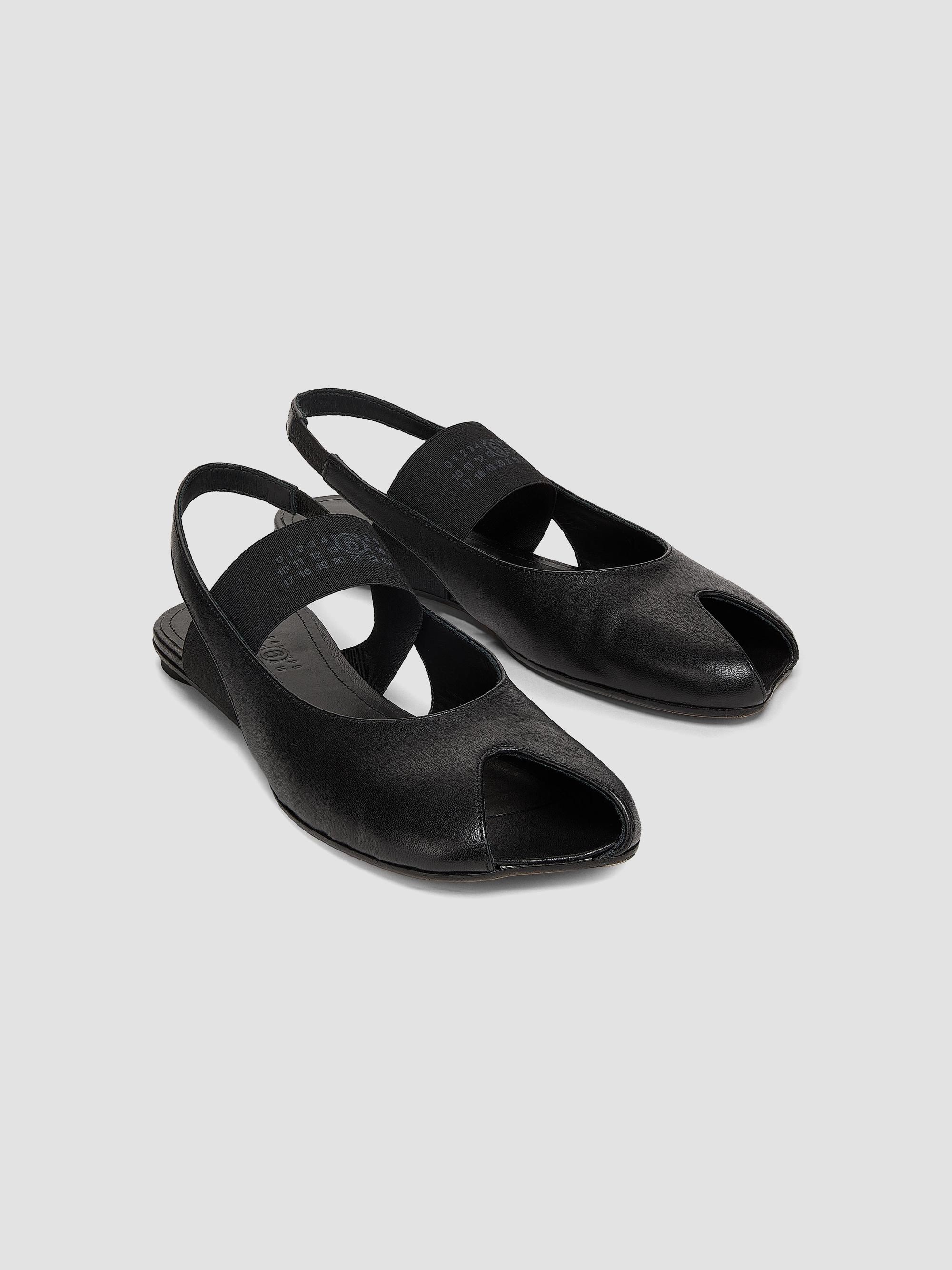 MM6 Maison Margiela Logo Peep-Toe Slingback Ballet Flats | Saks