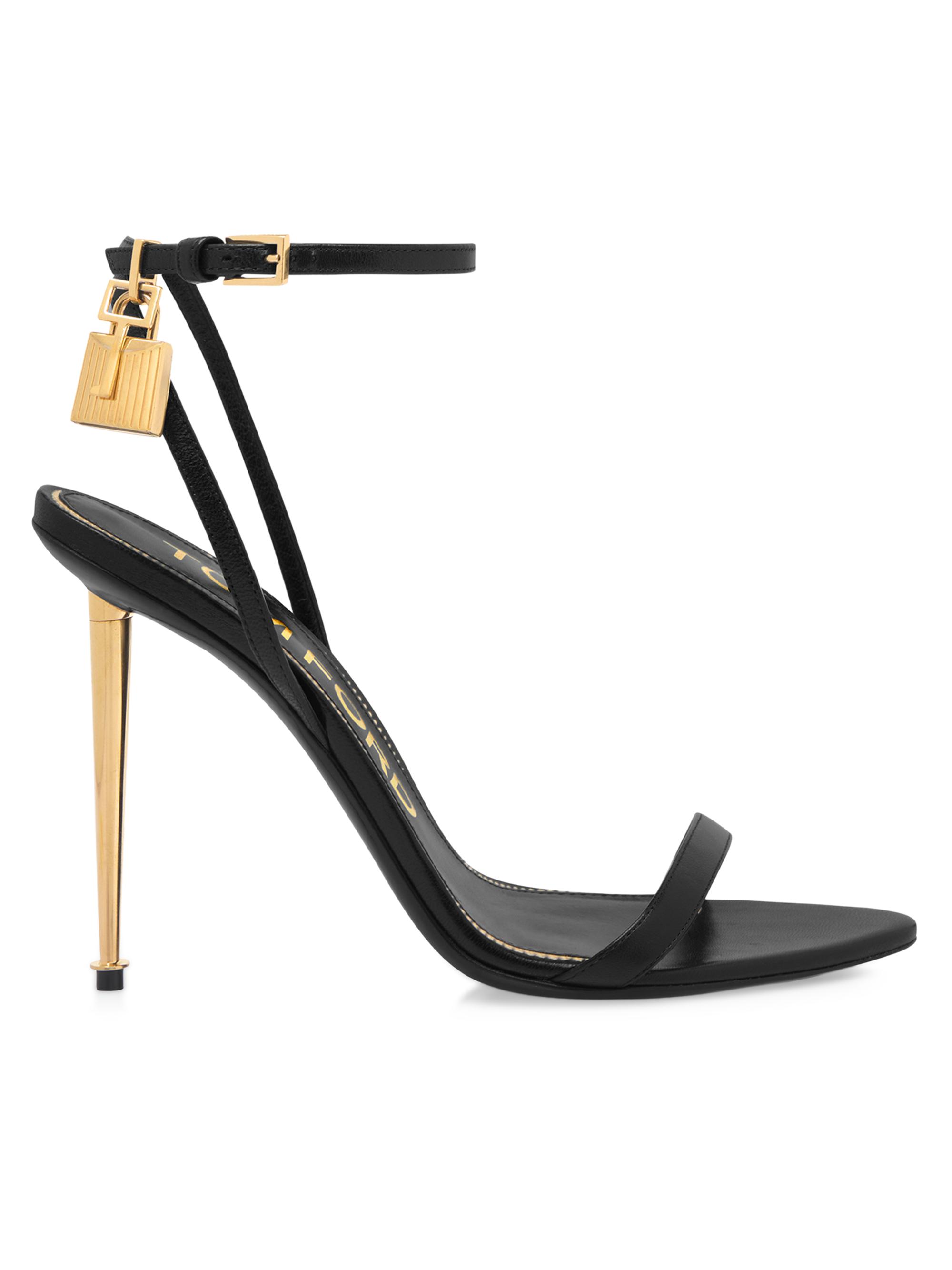 TOM FORD Women's Padlock 105MM Leather Sandals - Black