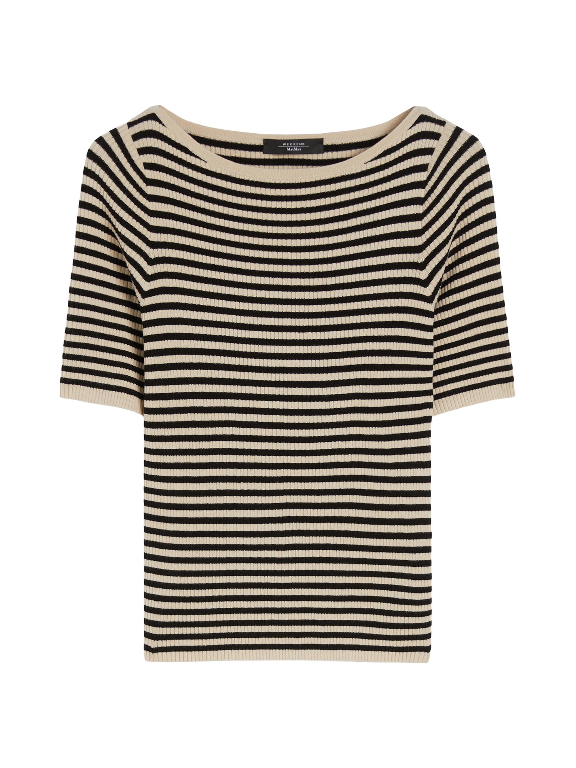 Weekend Max Mara Women's Slim Fit Stretch Viscose T-Shirt - Beige Pinstripes