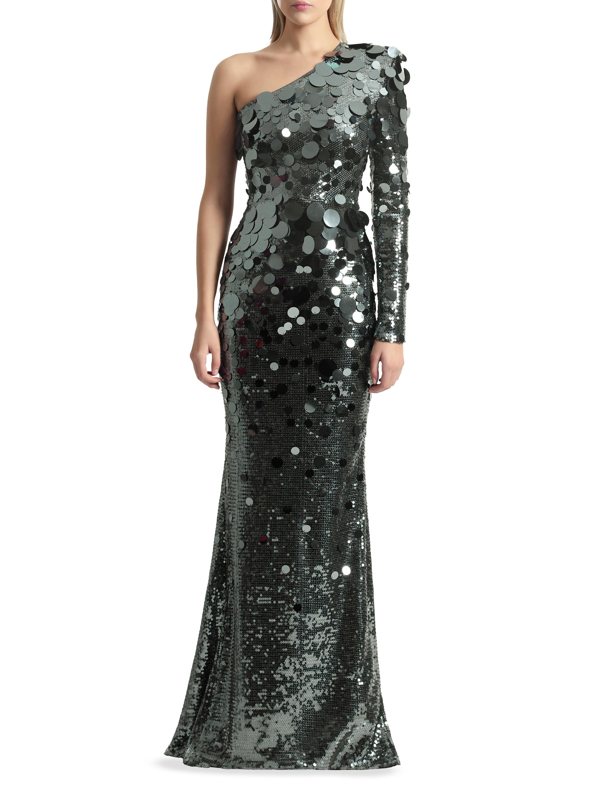Zhivago The Shimmer Is A Prism Sequined One-Shoulder Gown | Saks