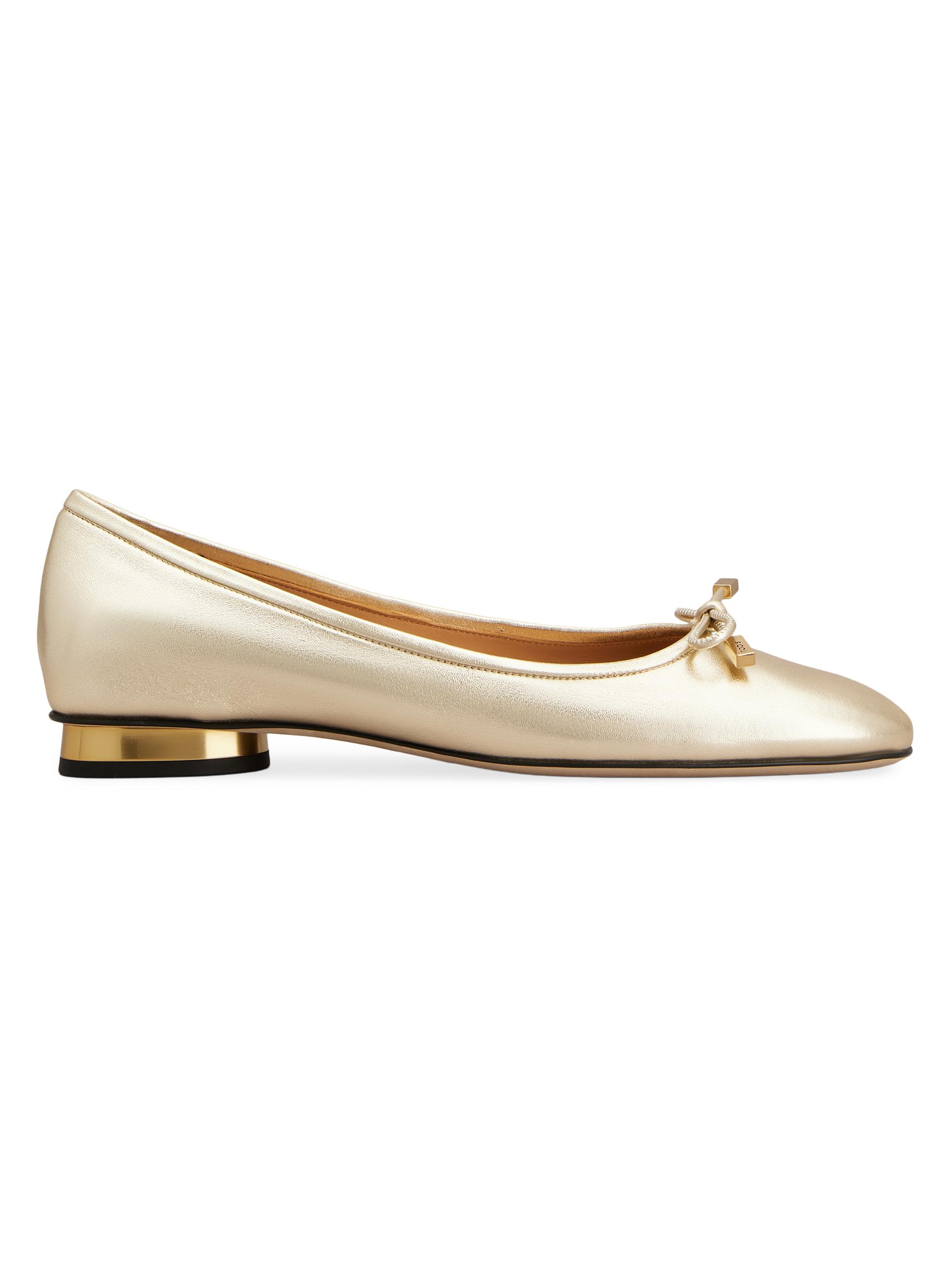 Tod's Women's Bow Leather Ballerina Flats - Gold