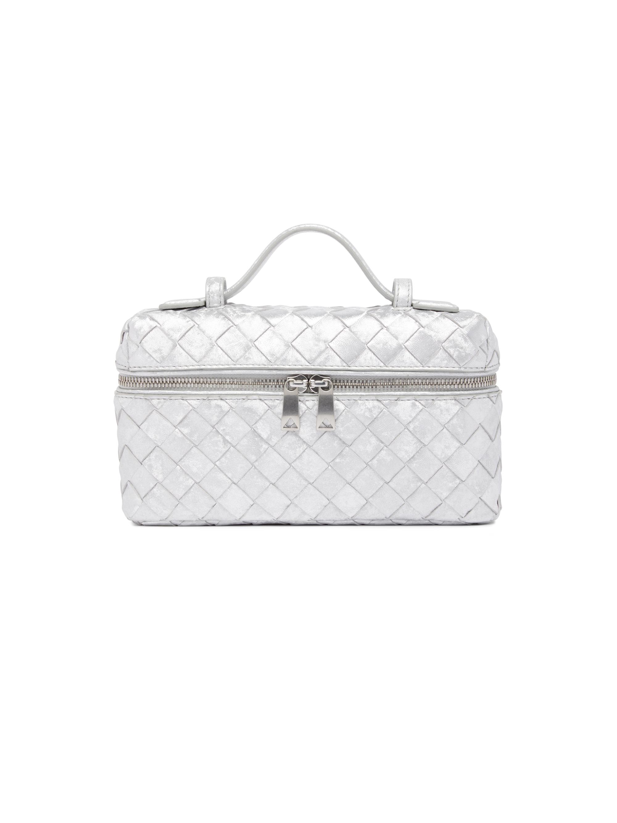BOTTEGA VENETA シルバー ストライプ レザー ショルダーバッグ Bottega Veneta Bang Bang Metallic Leather Vanity Case | Saks Fifth