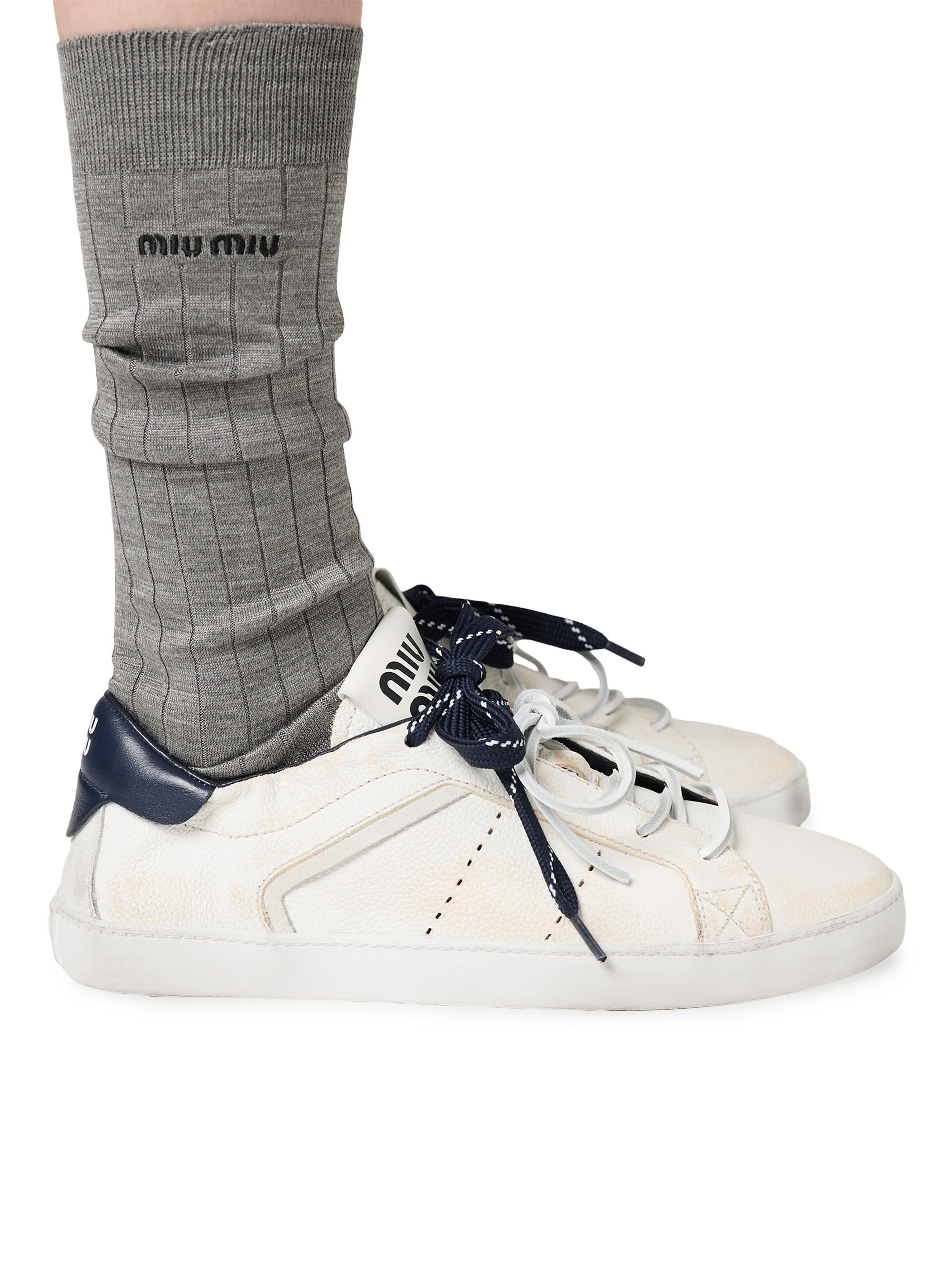 Miu Miu Deco Leather Sneakers | Saks Fifth Avenue