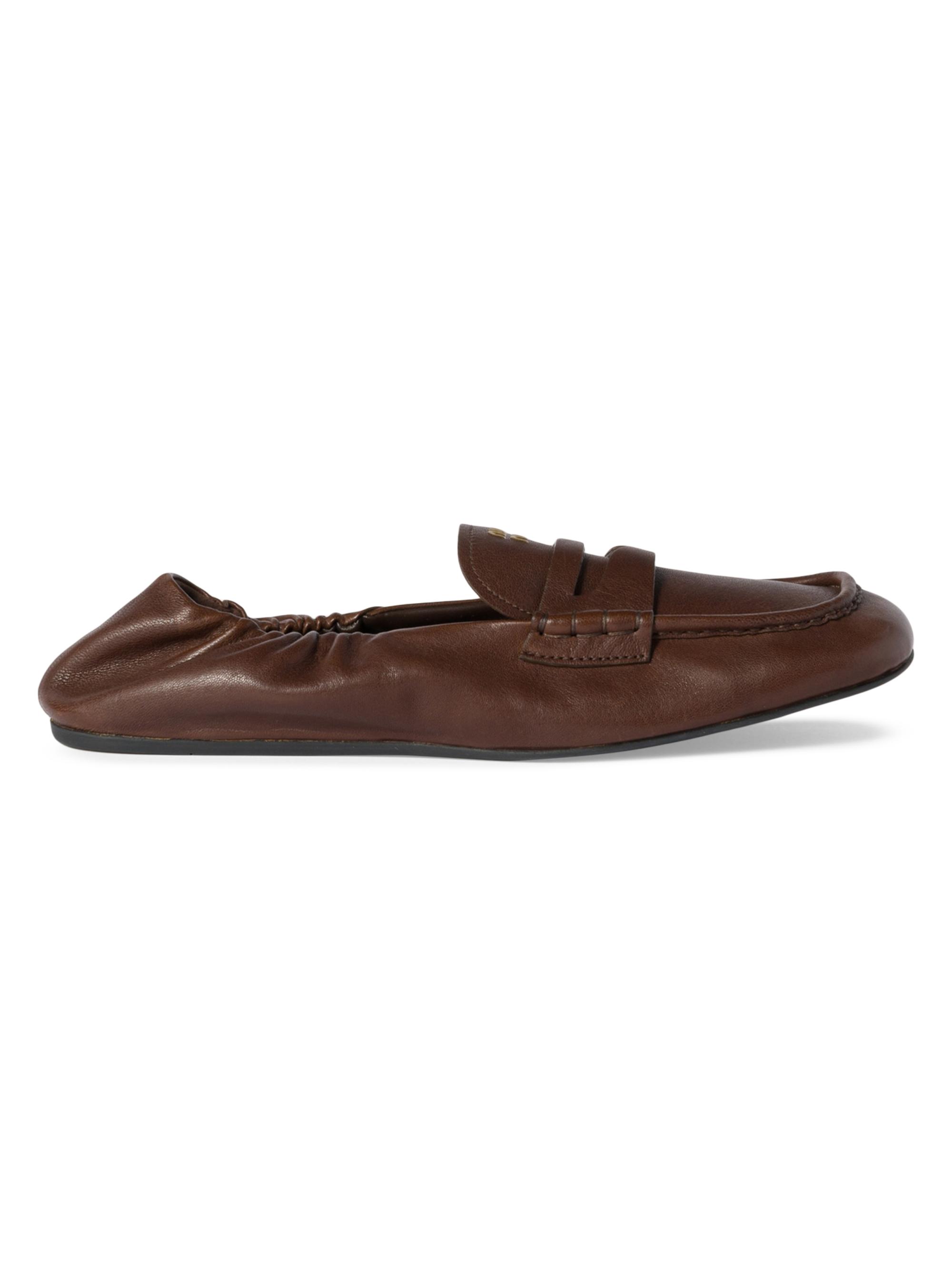 Miu Miu Women's Ruches Nappa Leather Loafers - Brown
