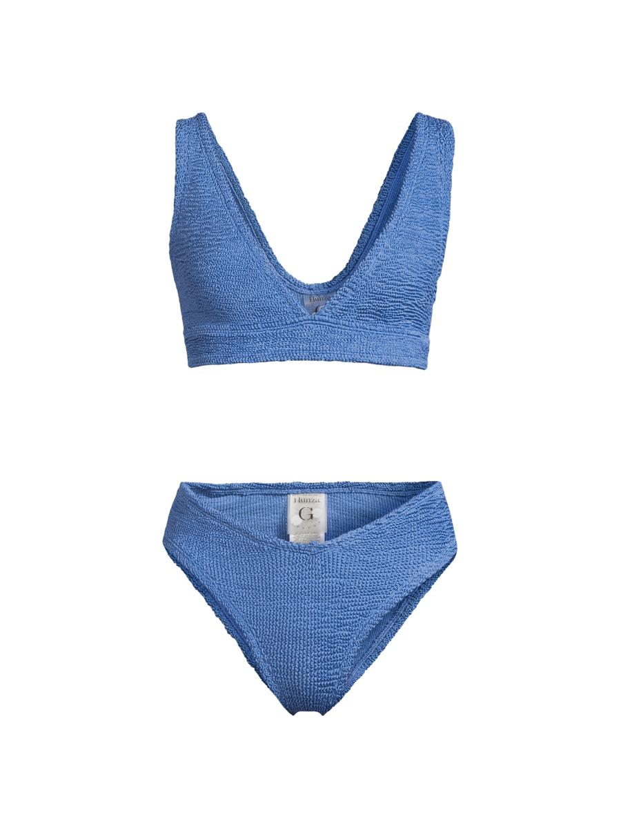 Hunza G Women's Angel Textured Knit Bikini In Blue