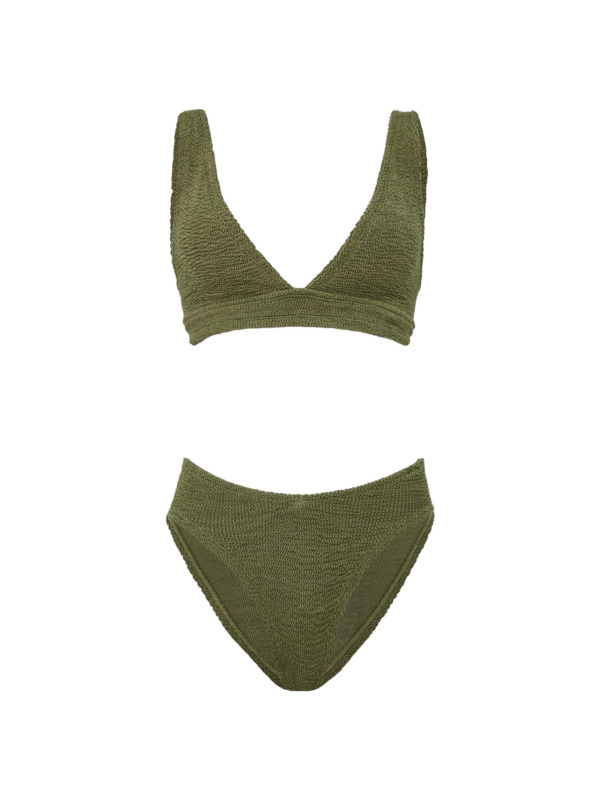 Hunza G Women's Angel Textured Knit Bikini - Metallic Moss