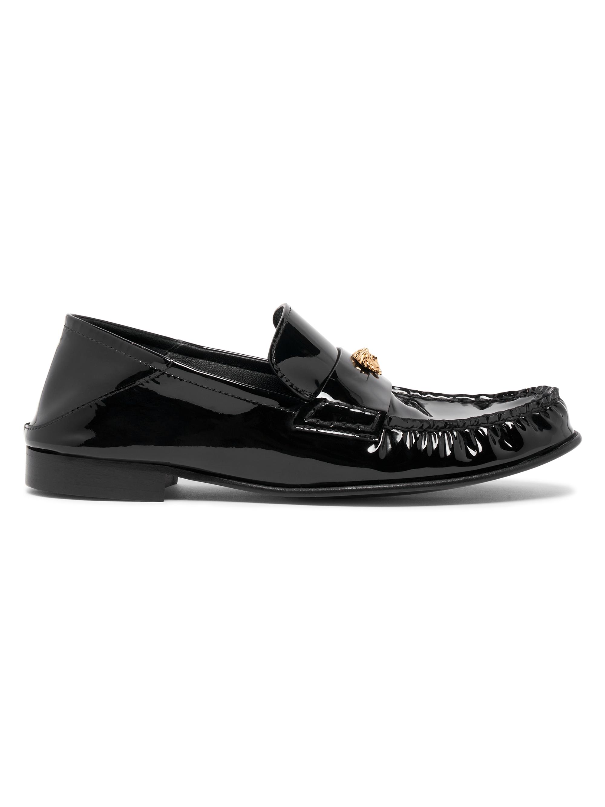 Versace Women's 20MM Medusa Patent Leather Penny Loafers - Black  Gold