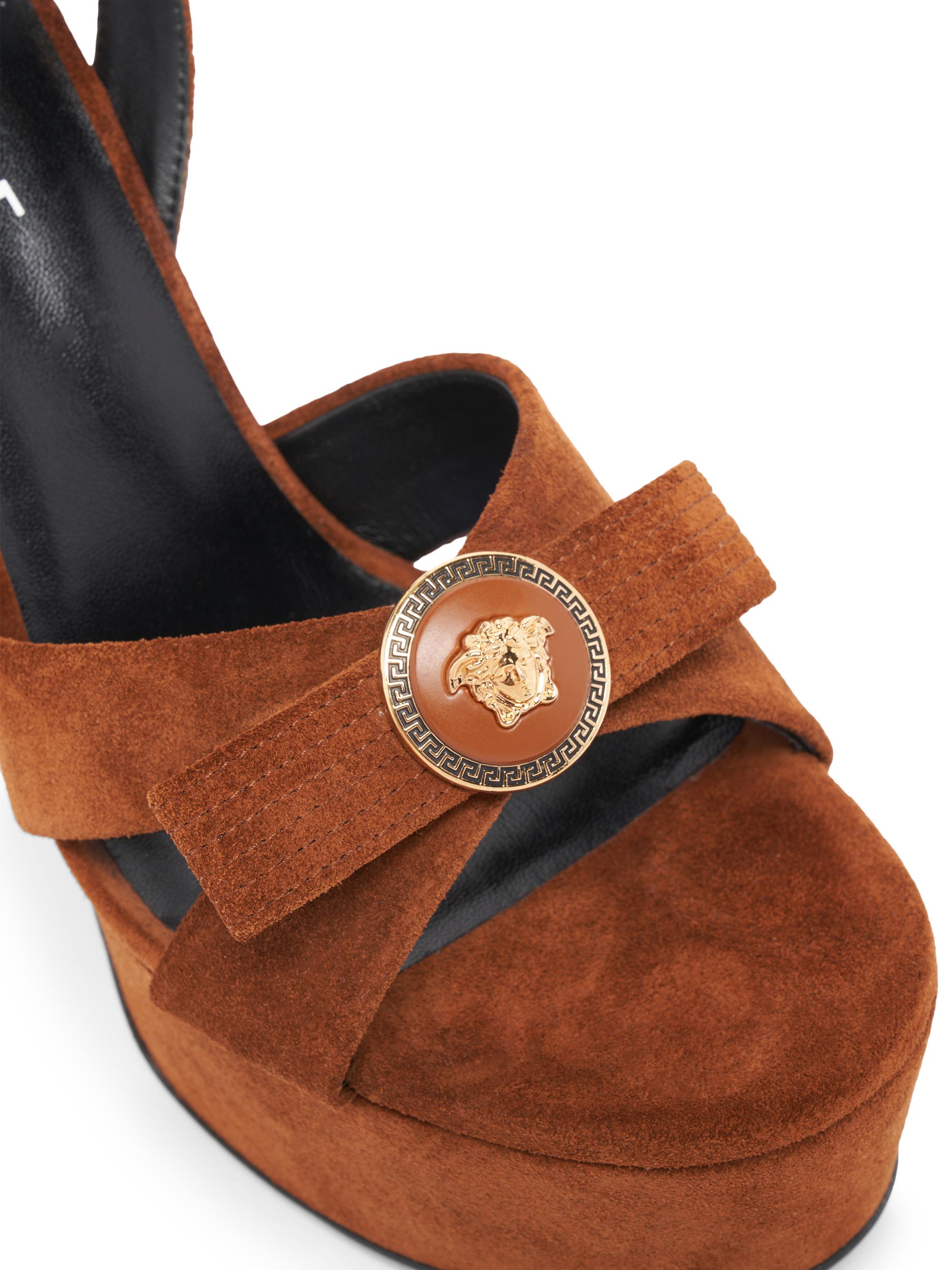 Versace Gianna 140MM Suede Platform Sandals | Saks Fifth Avenue