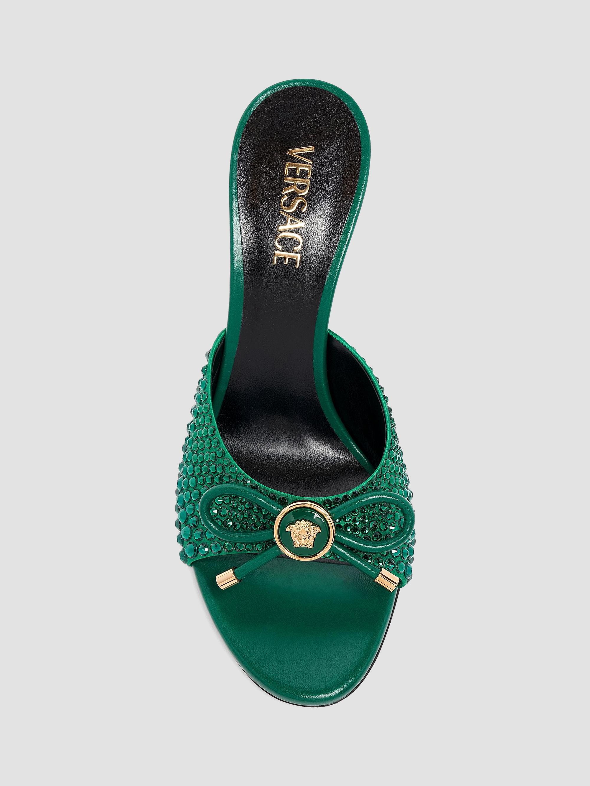 Versace Opera Bow 85MM Embellished Leather Mules | Saks Fifth Avenue