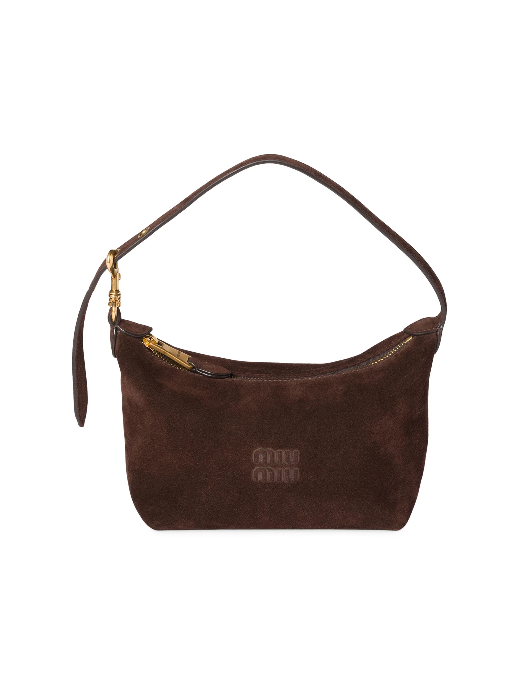 Miu Miu Women's Suede Pouch Top Handle Bag - Brown